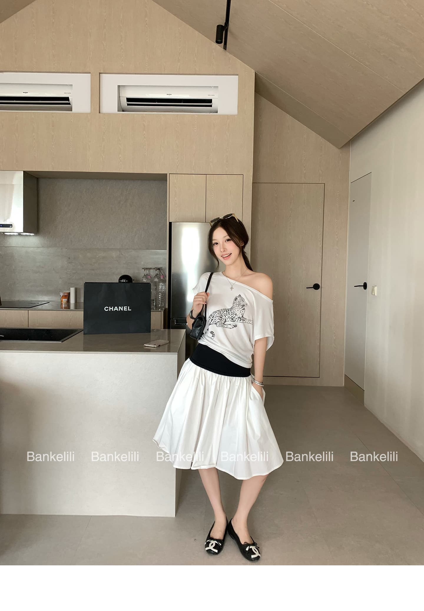 밤나무 코코아 bankelili 느긋한 표범 표범 82 블루 좋은 모달 주간 실크 양모 레오파드 무늬 비스듬한 어깨 티셔츠 여성 상세 이미지 21