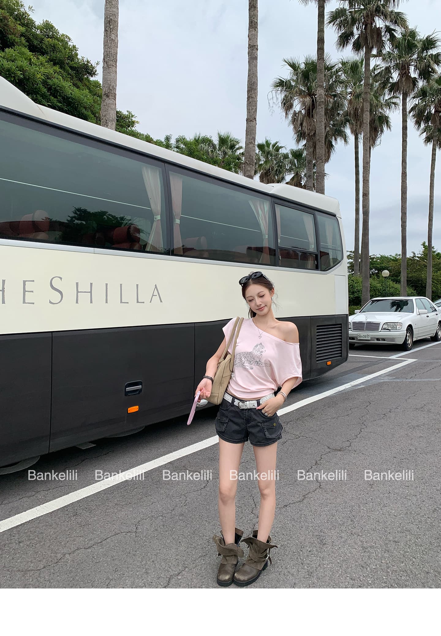 밤나무 코코아 bankelili 느긋한 표범 표범 82 블루 좋은 모달 주간 실크 양모 레오파드 무늬 비스듬한 어깨 티셔츠 여성 상세 이미지 36