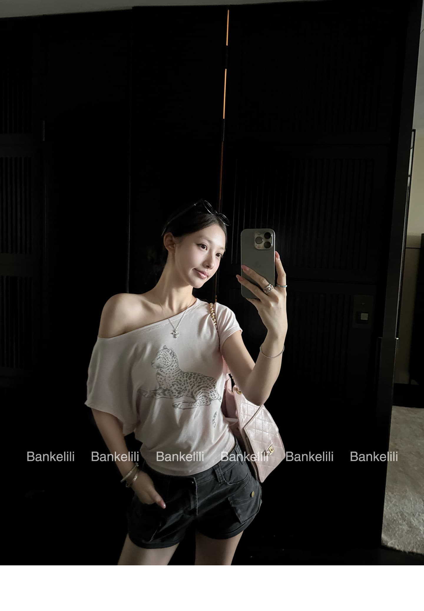 밤나무 코코아 bankelili 느긋한 표범 표범 82 블루 좋은 모달 주간 실크 양모 레오파드 무늬 비스듬한 어깨 티셔츠 여성 상세 이미지 46