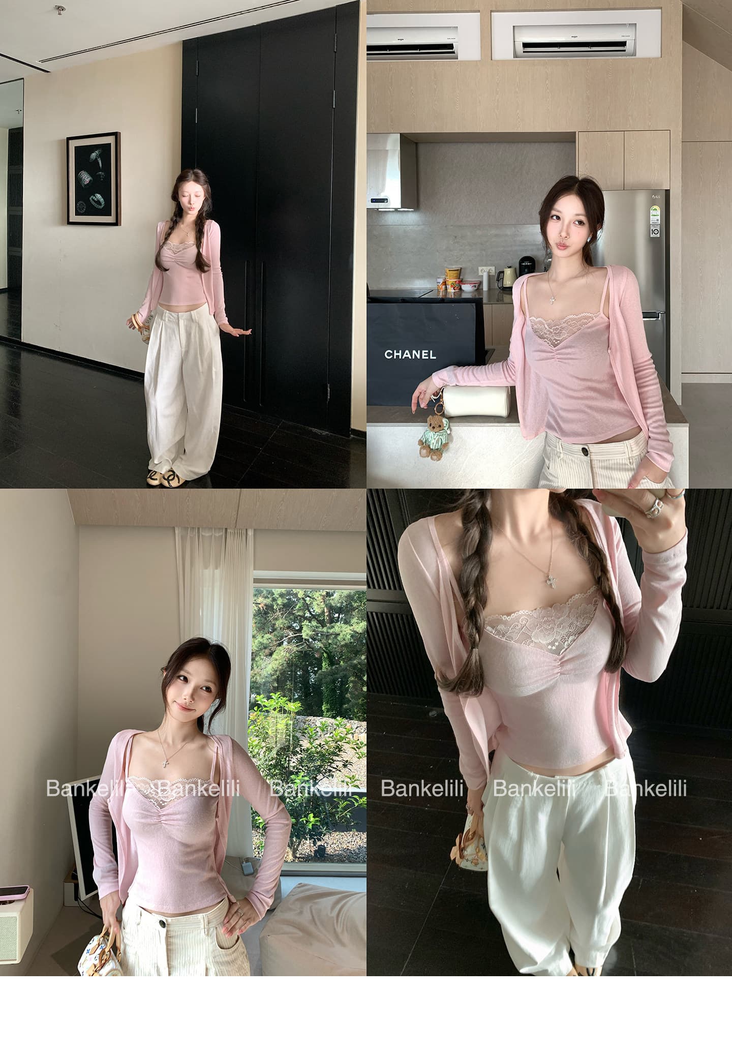순수한 욕망 페이크 레이어드 슬립 오픈 가디건 맨위 여성 상세 이미지 4