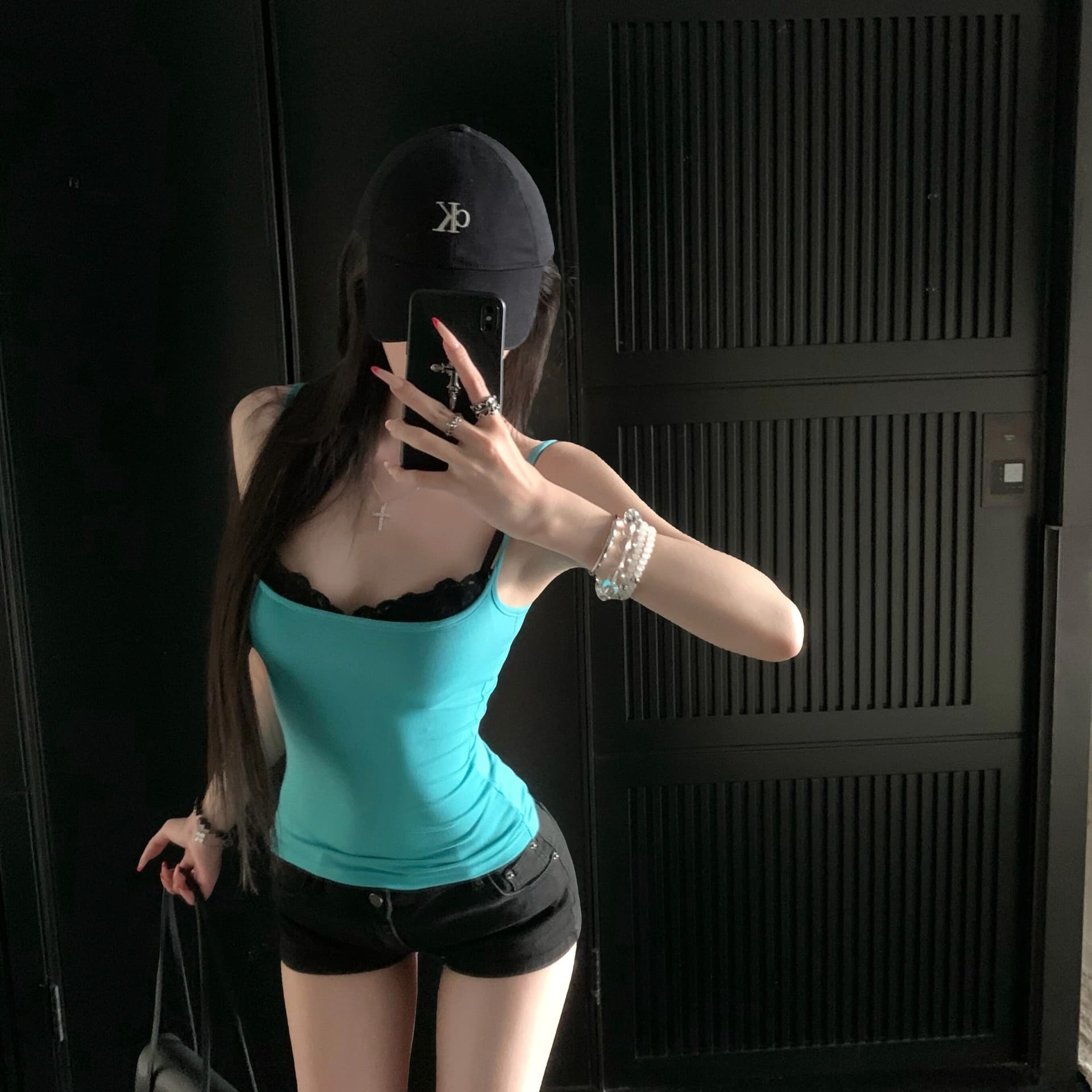 선택하지 마라. 가죽 자이언트 디스플레이 화이트 레이스 측면 소나무 스톤 그린 허리 수축 슬림해 보이는 슬립 핫걸 몸매 가꾸기 조끼 이미지 5