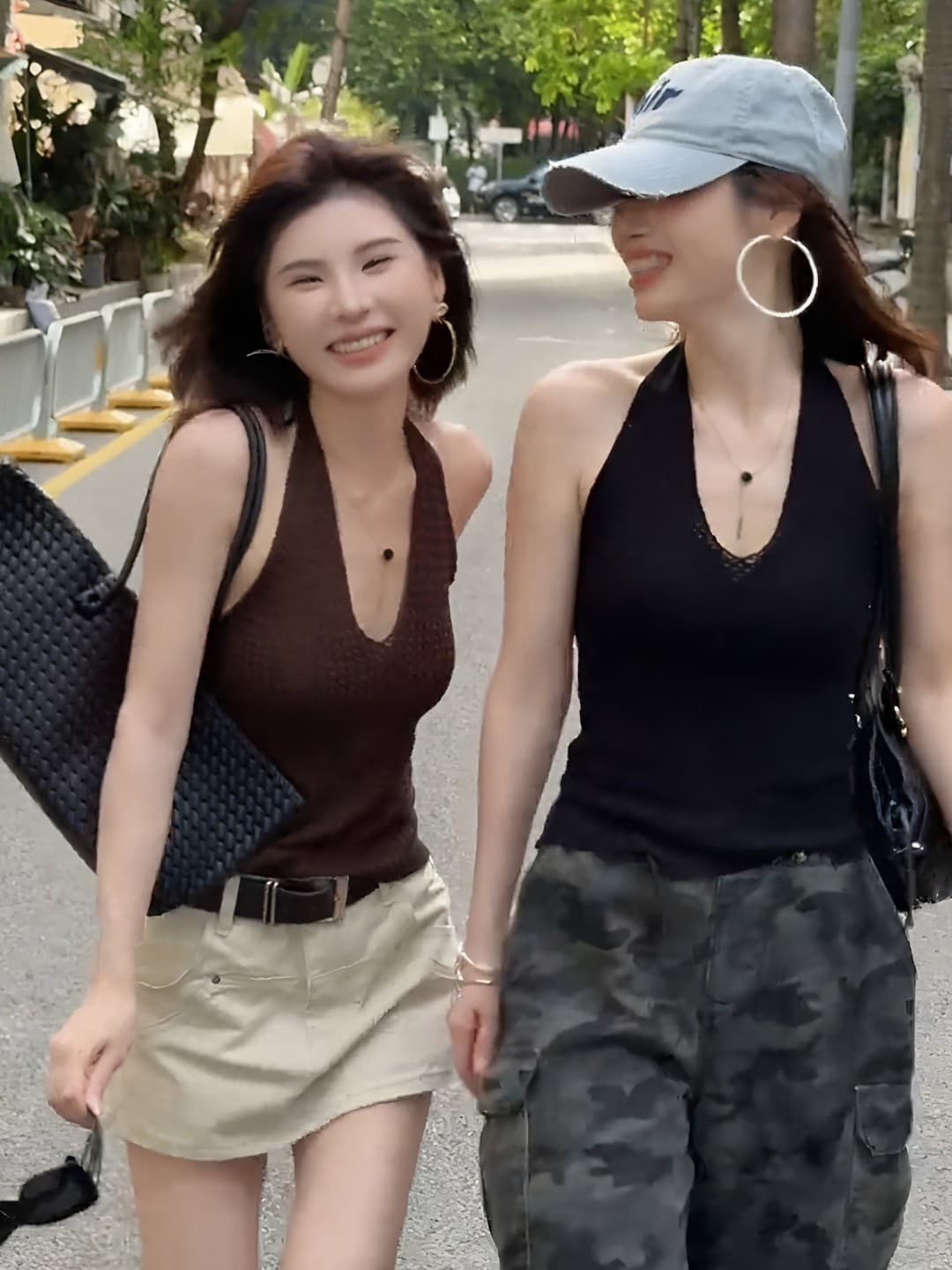 아메리칸 핫걸 바람 행침 목 V넥 니트 조끼 여성 여름 새로운 외출용 섹시함 백리스 몸매 가꾸기 슬립 맨위 상세 이미지 3