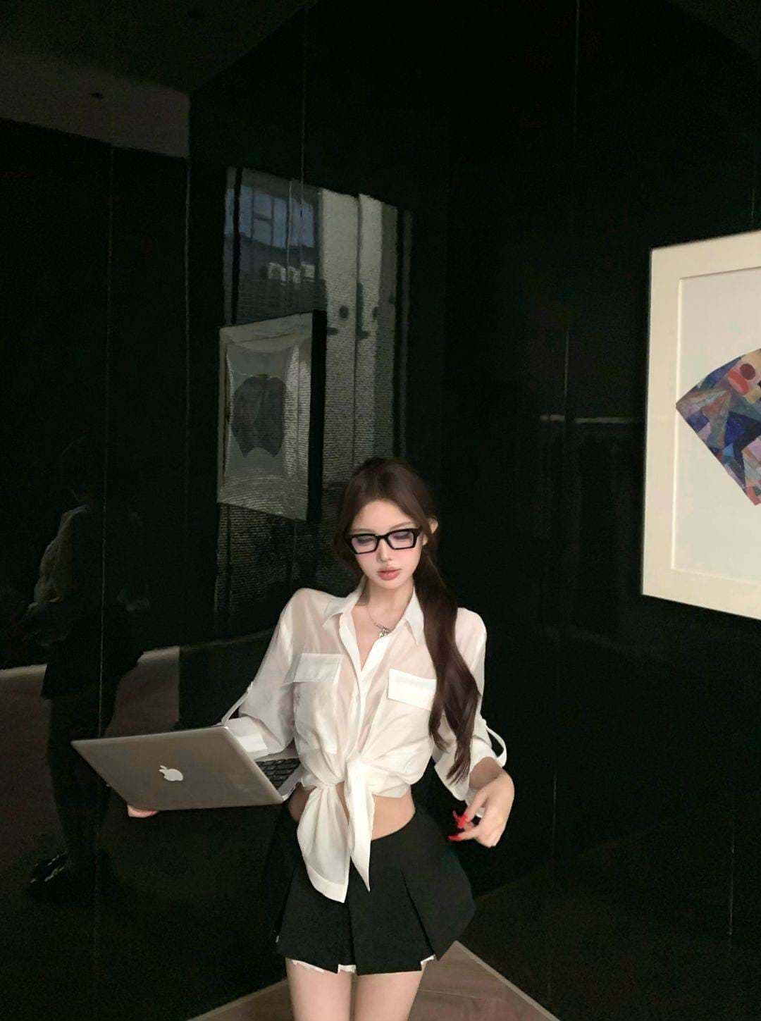 얇은 스타일 화이트 POLO 칼라 긴팔 여성 셔츠 여름 2025 새로운 마이크로 ~을 통해 루즈핏 셔츠 캐주얼 오픈 가디건 맨위 상세 이미지 4