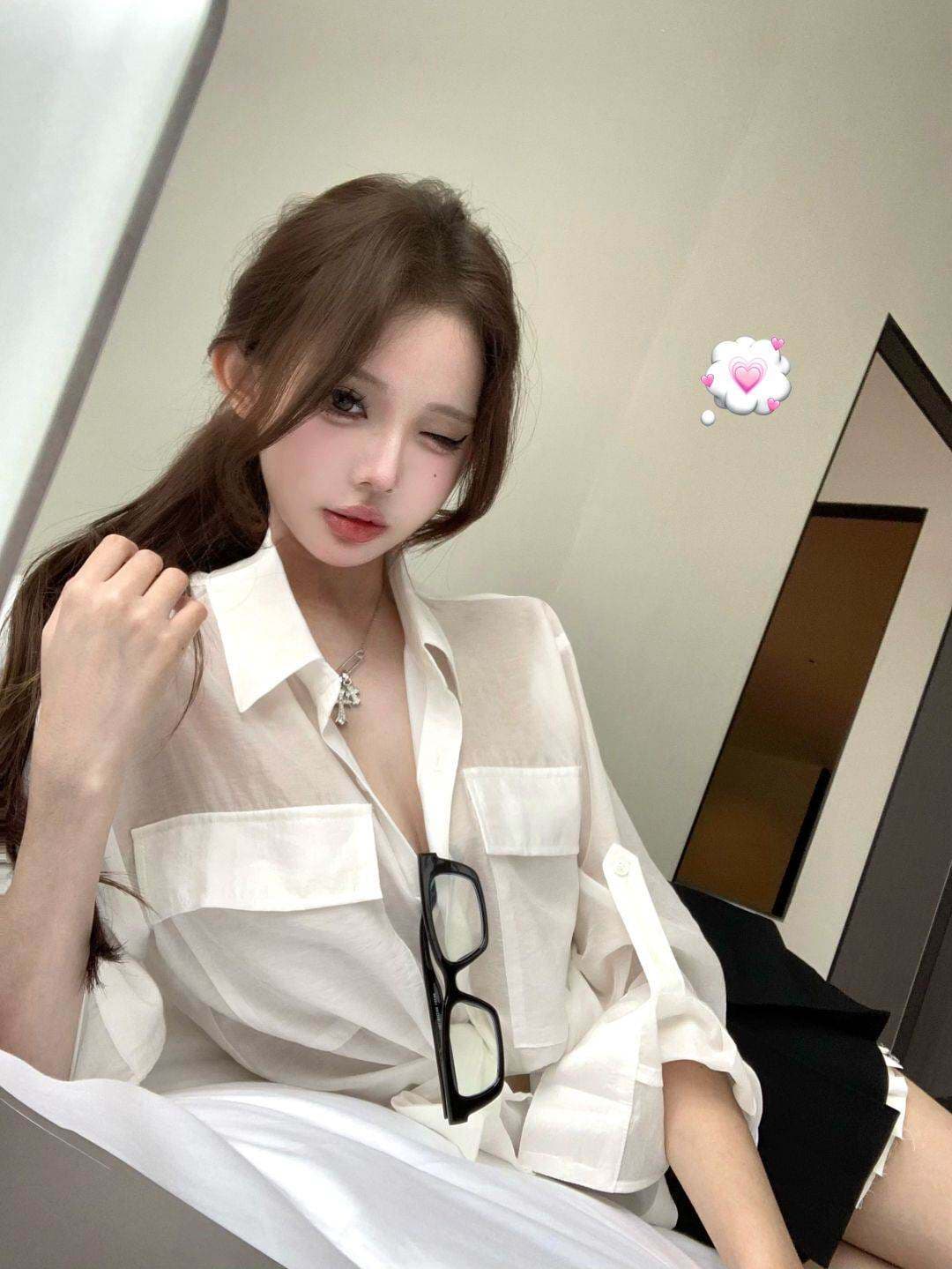 얇은 스타일 화이트 POLO 칼라 긴팔 여성 셔츠 여름 2025 새로운 마이크로 ~을 통해 루즈핏 셔츠 캐주얼 오픈 가디건 맨위 상세 이미지 9