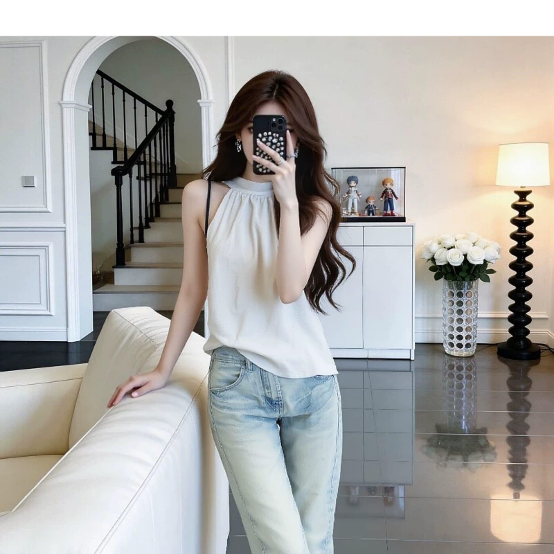 한 부서 익스트림 제인 바람 화이트 행침 목 민소매 조끼 여성 여름 새로운 캐주얼 품격 루즈핏 슬림해 보이는 다용도 맨위 상세 이미지 5