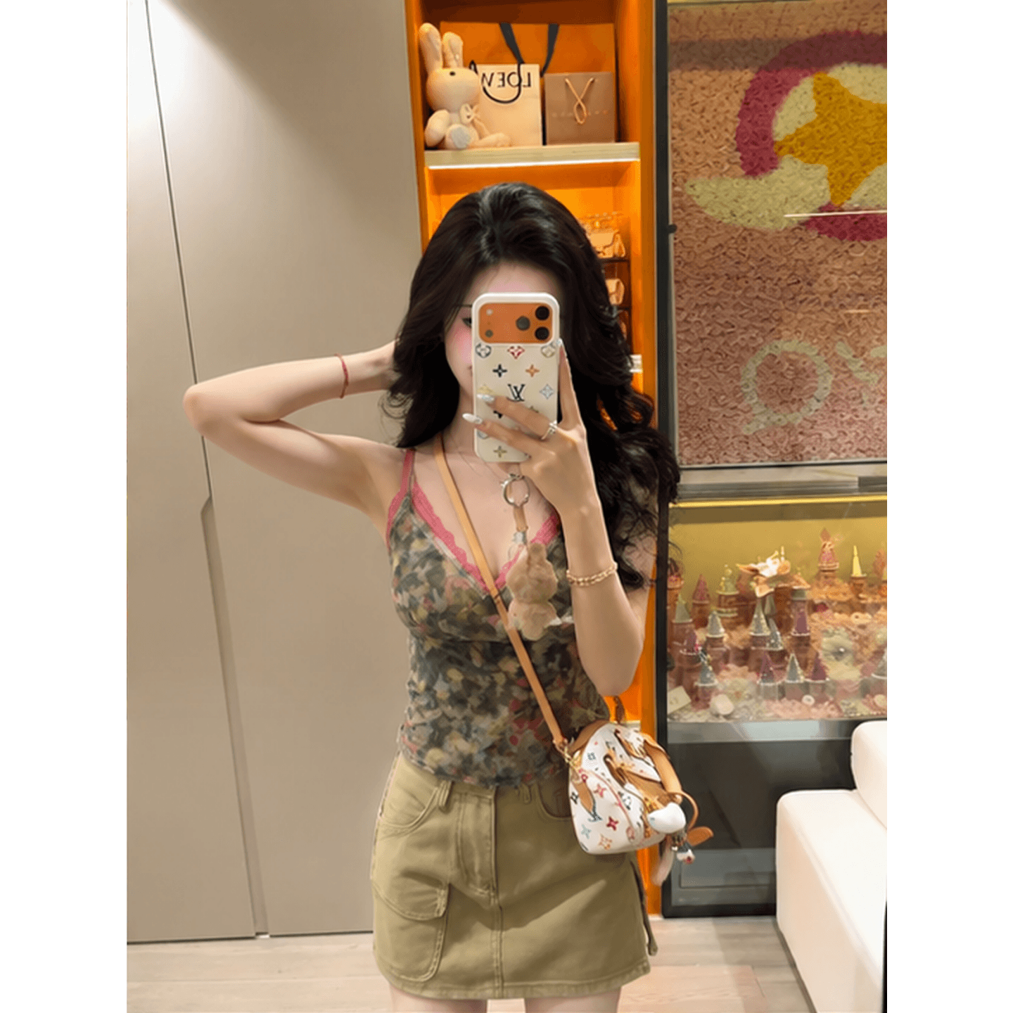 아메리칸 핫걸 페이크 레이어드 레이스 조각 캐미솔 여름 외출용 몸매 가꾸기 디자인 센스 쇼트 스타일 민소매 맨위 상세 이미지 3