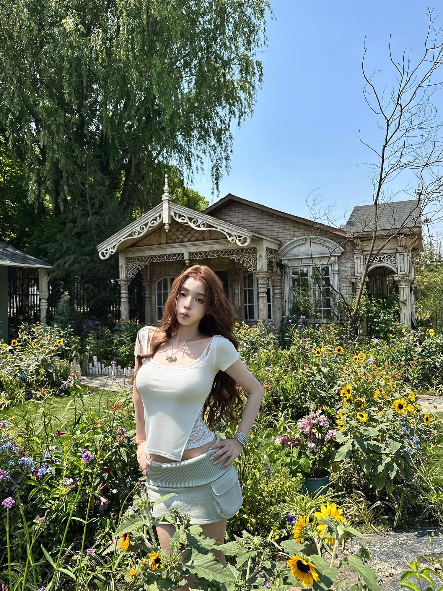 fallinfang 광장 약간의 웨이 팬 모니카 라이 경기 서울 광장 칼라 사실 두 조각 맨위 여성 여름 몸매 가꾸기 t 상세 이미지 10
