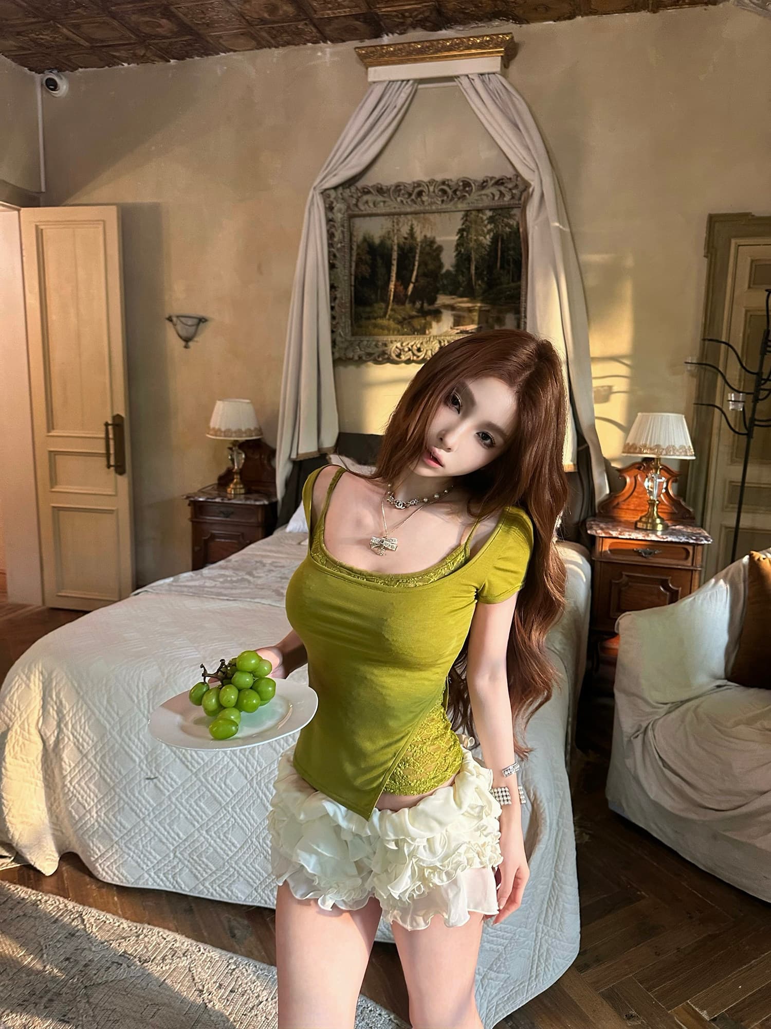 fallinfang 광장 약간의 웨이 팬 모니카 라이 경기 서울 광장 칼라 사실 두 조각 맨위 여성 여름 몸매 가꾸기 t 상세 이미지 16
