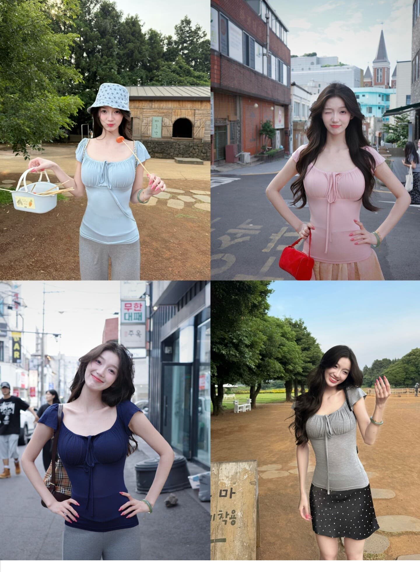 한 부서 새로운 달콤함 소녀 바람 광장 칼라 레이스업 조끼 여성 여름 몸매 가꾸기 소프트 캔디 착용 가져 가라. 기타 색온도 부드러운 바람 맨위 상세 이미지 1
