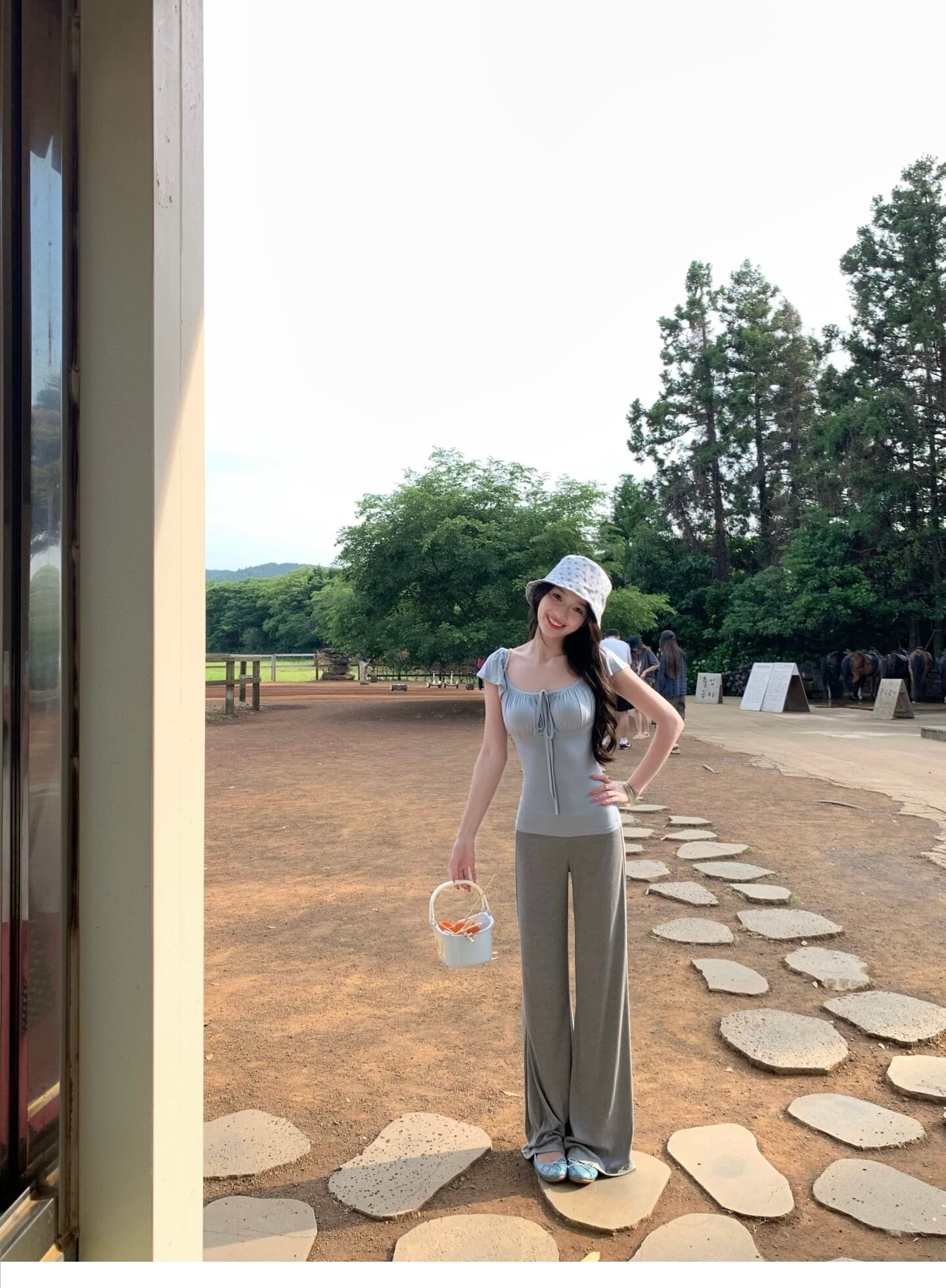 한 부서 새로운 달콤함 소녀 바람 광장 칼라 레이스업 조끼 여성 여름 몸매 가꾸기 소프트 캔디 착용 가져 가라. 기타 색온도 부드러운 바람 맨위 상세 이미지 18