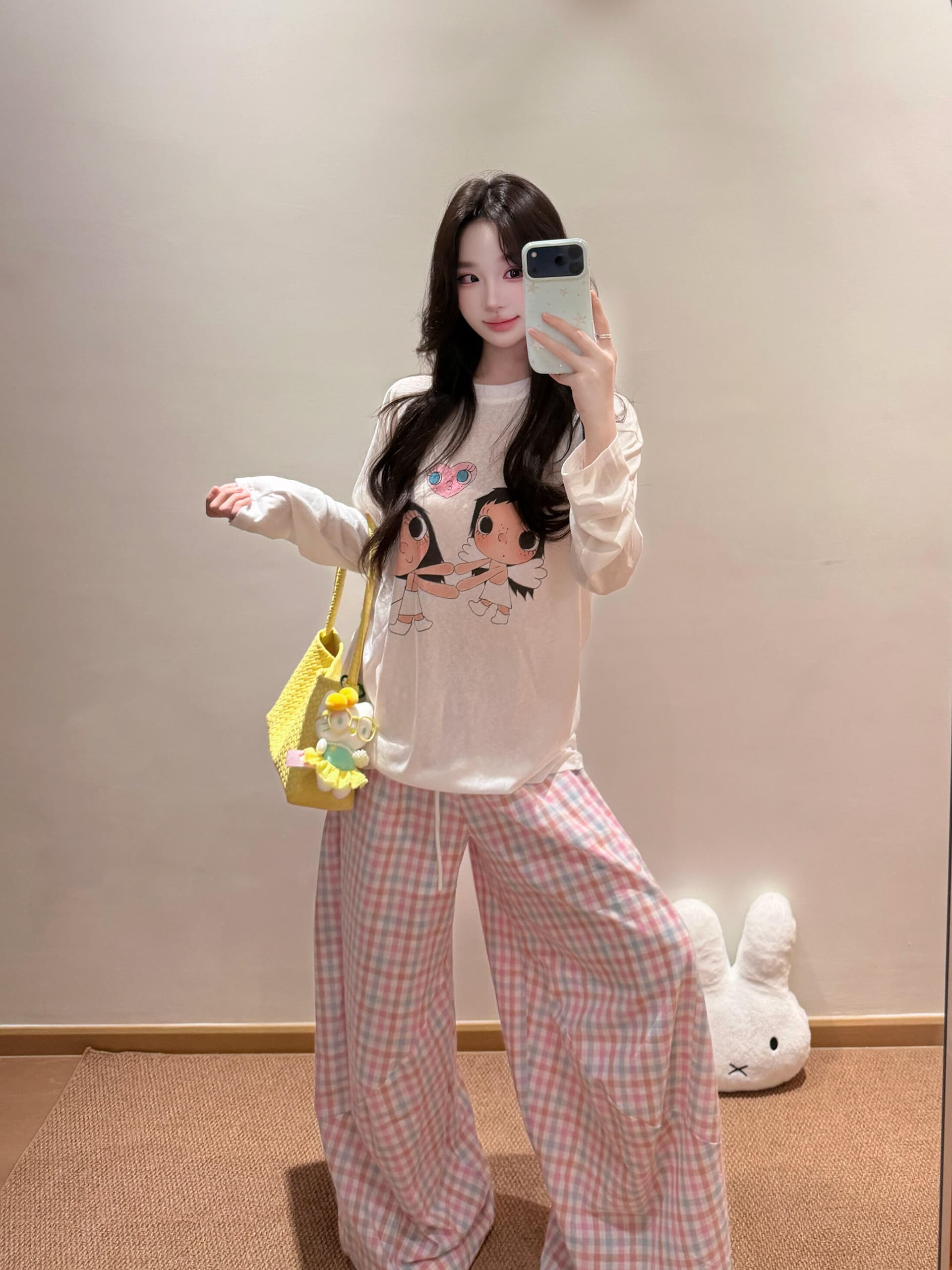 빛 연 없음 공격적인 달콤한 자매 작은 옥 귀여운 프린트 자외선 차단 블라우스 긴팔 라운드 넥 여성 티셔츠 여름 이미지 2