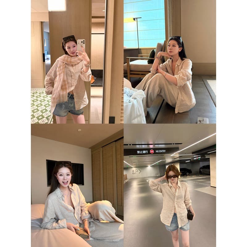 산소 센스 루즈핏 자외선 차단 셔츠 가을 새로운 여성 이미지 6