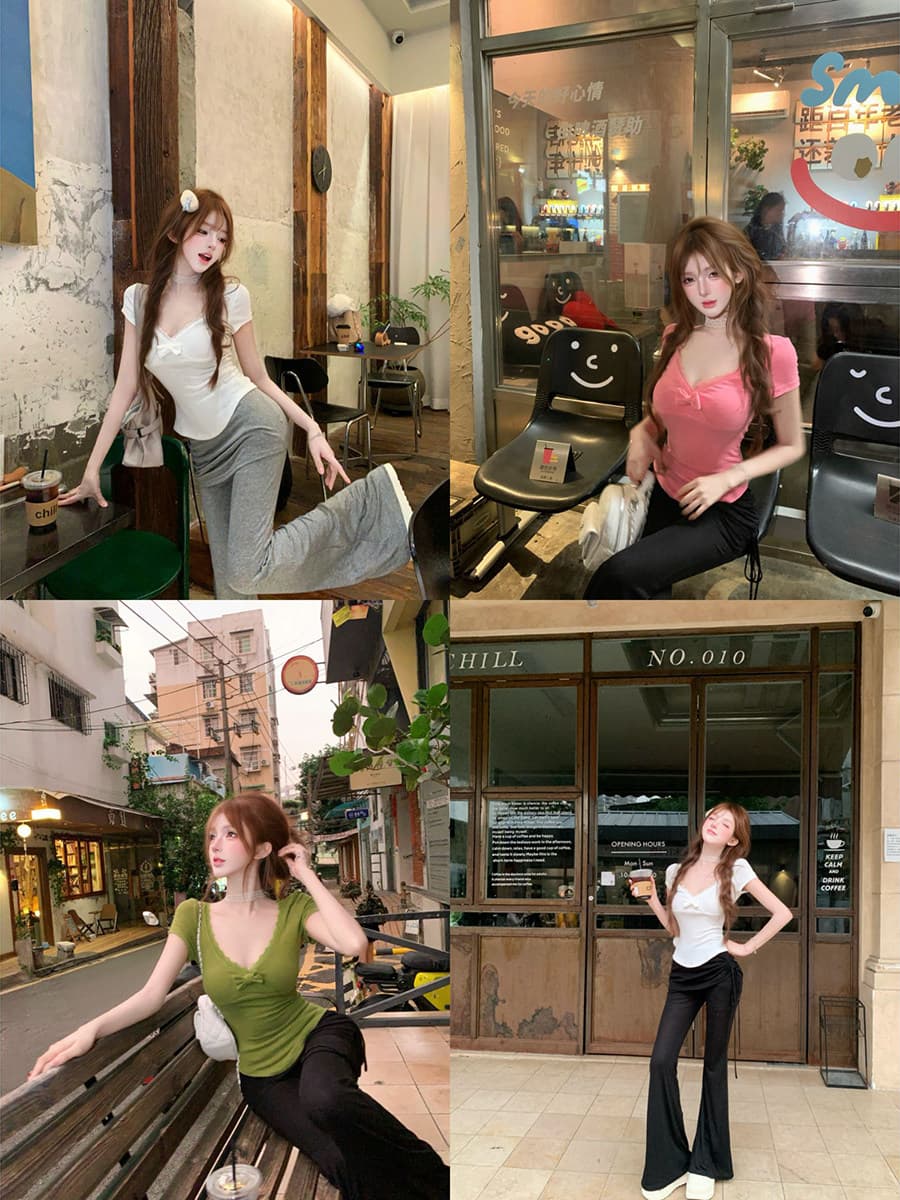 한 부서 소녀 인터넷 유명인 바람 다용도 섹시함 레이스 맨위 몸매 가꾸기 긴 바지 상세 이미지 1