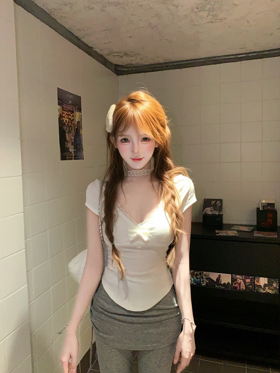 한 부서 소녀 인터넷 유명인 바람 다용도 섹시함 레이스 맨위 몸매 가꾸기 긴 바지 상세 이미지 3