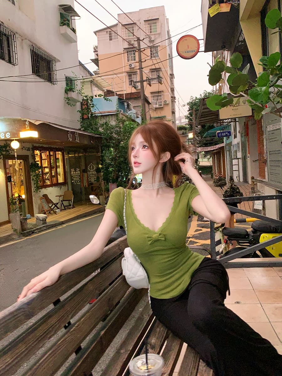 한 부서 소녀 인터넷 유명인 바람 다용도 섹시함 레이스 맨위 몸매 가꾸기 긴 바지 상세 이미지 4
