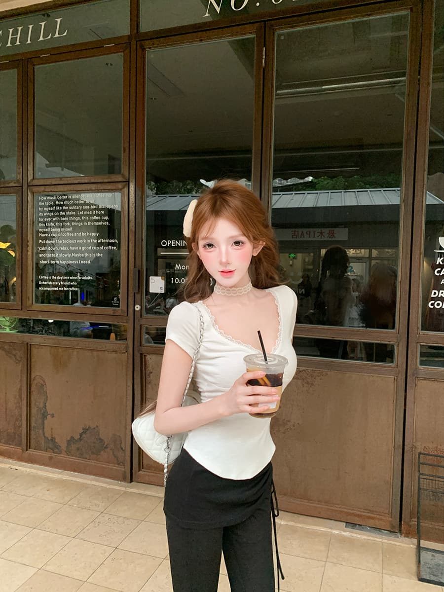 한 부서 소녀 인터넷 유명인 바람 다용도 섹시함 레이스 맨위 몸매 가꾸기 긴 바지 상세 이미지 26