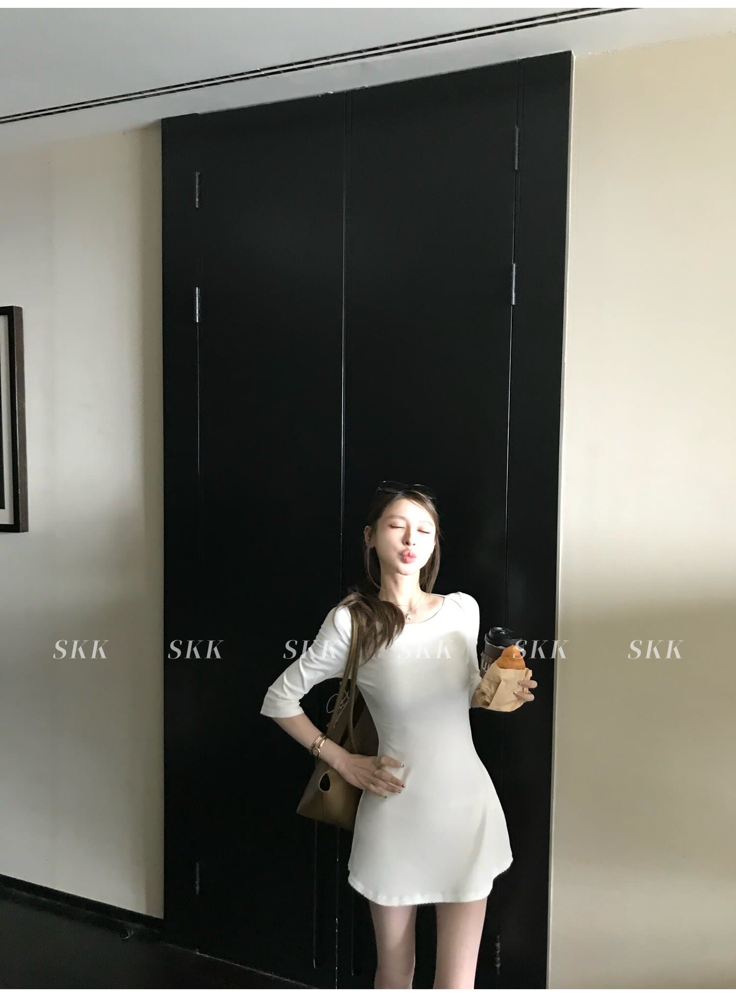 프랑스식 허리 수축 품격 부드러운 드레스 쇼트 스타일 치마 상세 이미지 9