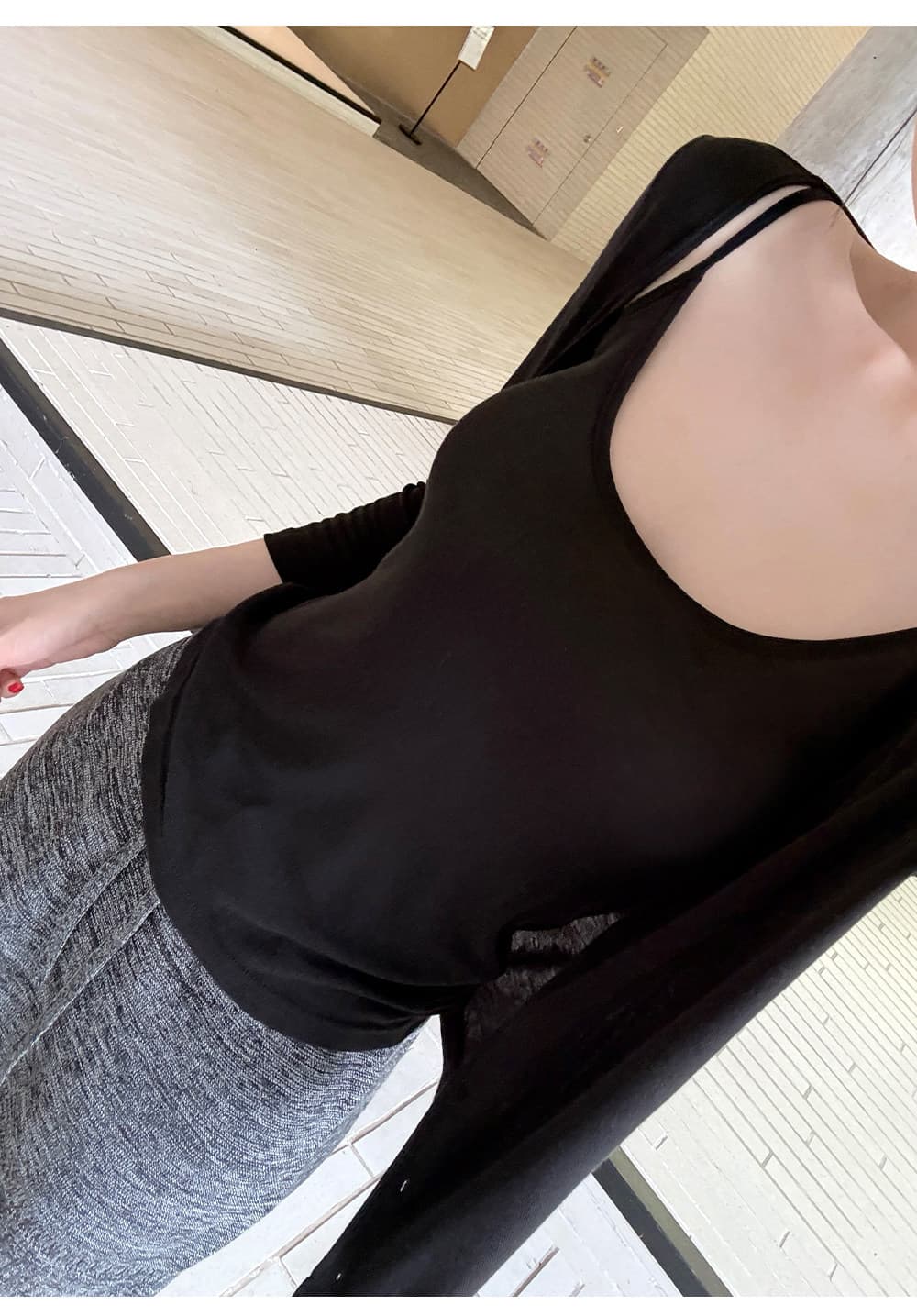 자외선 차단 긴팔 오픈 가디건 여성 여름 캐미솔 슬림해 보이는 투피스 세트 상세 이미지 2