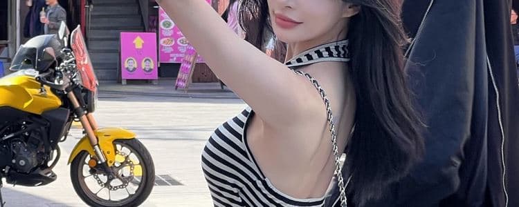 배색 백리스 행침 목 스트랩 스트라이프 조끼 여성 여름 새로운 아름다움 뒤로 외출용 허리 수축 슬림해 보이는 민소매 쇼트 스타일 맨위 상세 이미지 2