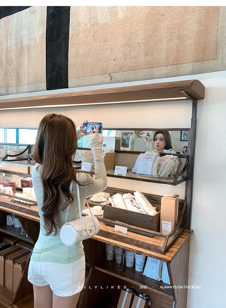 캐주얼 바람 긴팔 만나는 티셔츠 여성 여름 느긋한 다용도 얇은 스타일 맨위 상세 이미지 2