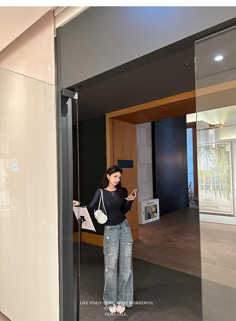 캐주얼 바람 긴팔 만나는 티셔츠 여성 여름 느긋한 다용도 얇은 스타일 맨위 상세 이미지 10