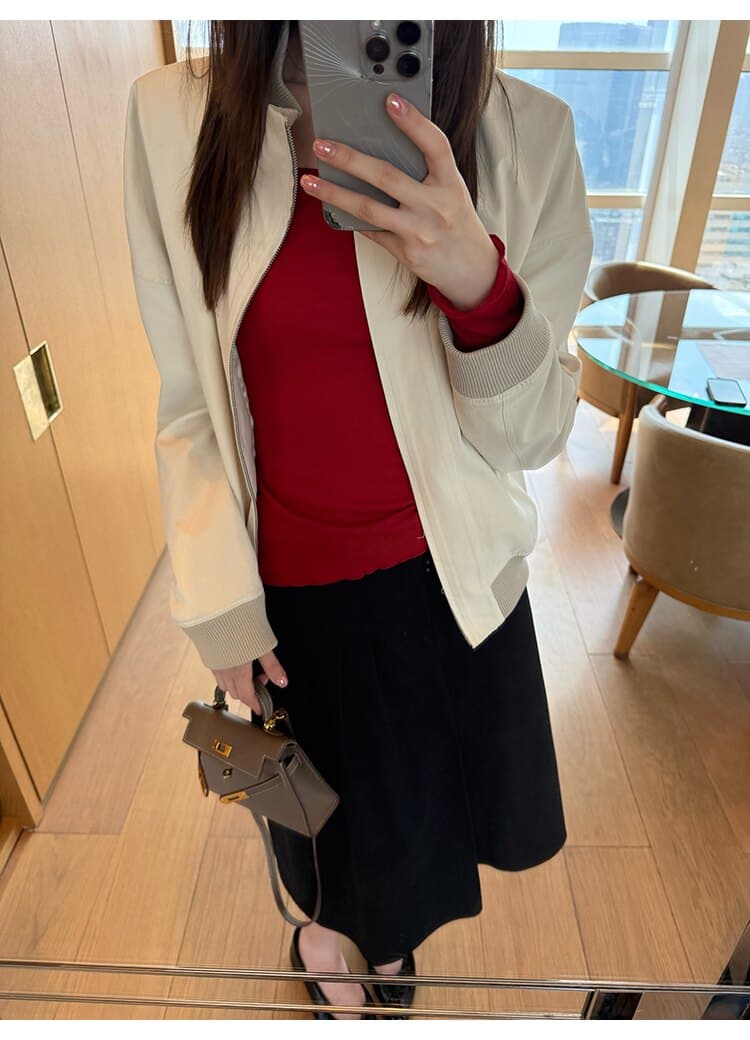 작은 예쁜 허리 주머니 tee 마이크로 볼륨 측면 u 칼라 몸매 가꾸기 티셔츠 여성 상세 이미지 39