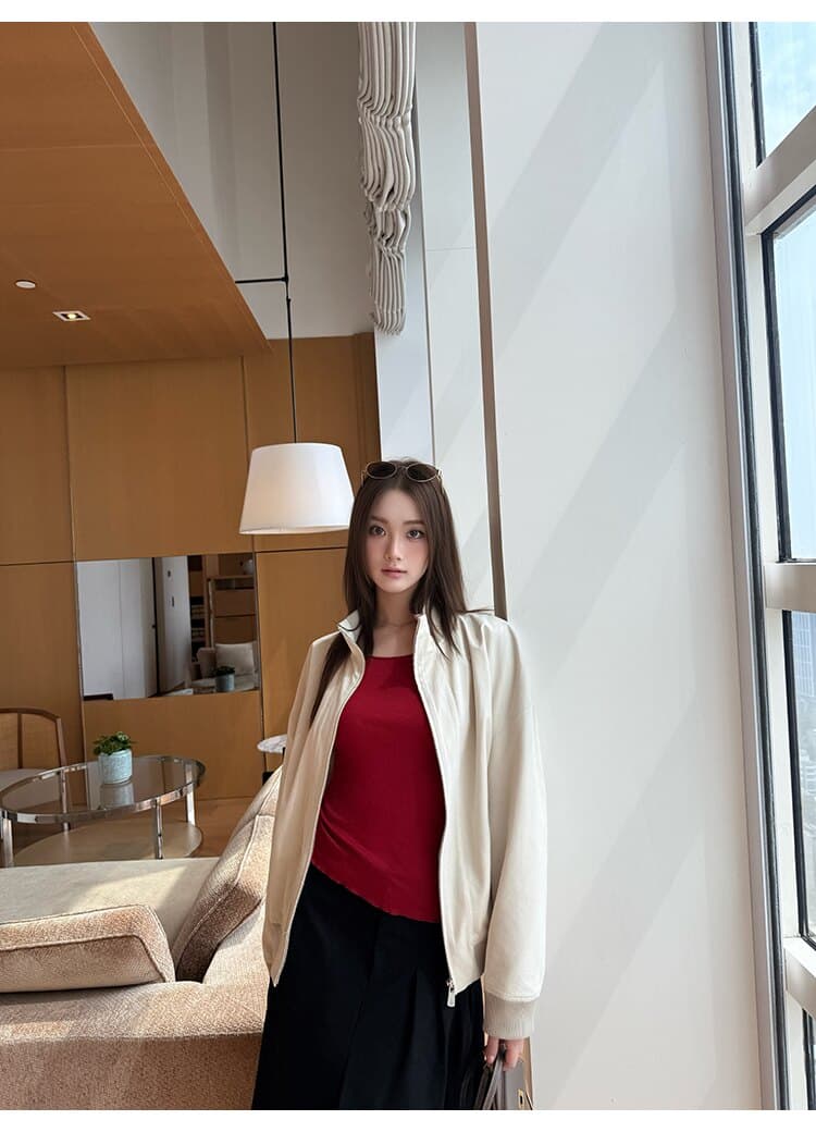 작은 예쁜 허리 주머니 tee 마이크로 볼륨 측면 u 칼라 몸매 가꾸기 티셔츠 여성 상세 이미지 40