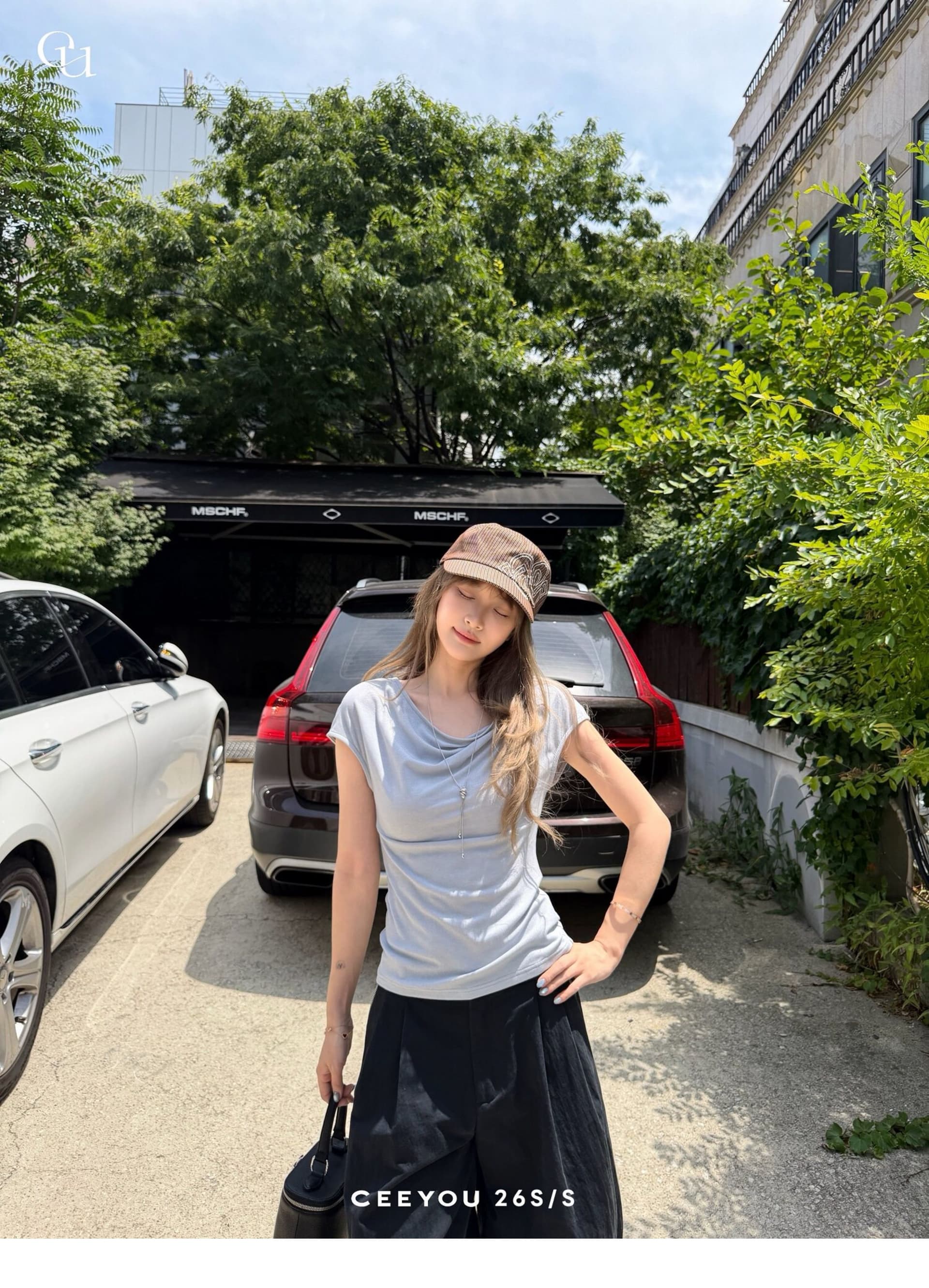 순수한 욕망 바람 흔들다 칼라 반팔 티셔츠 여성 디자인 센스 슬림해 보이는 오프숄더 맨위 상세 이미지 2