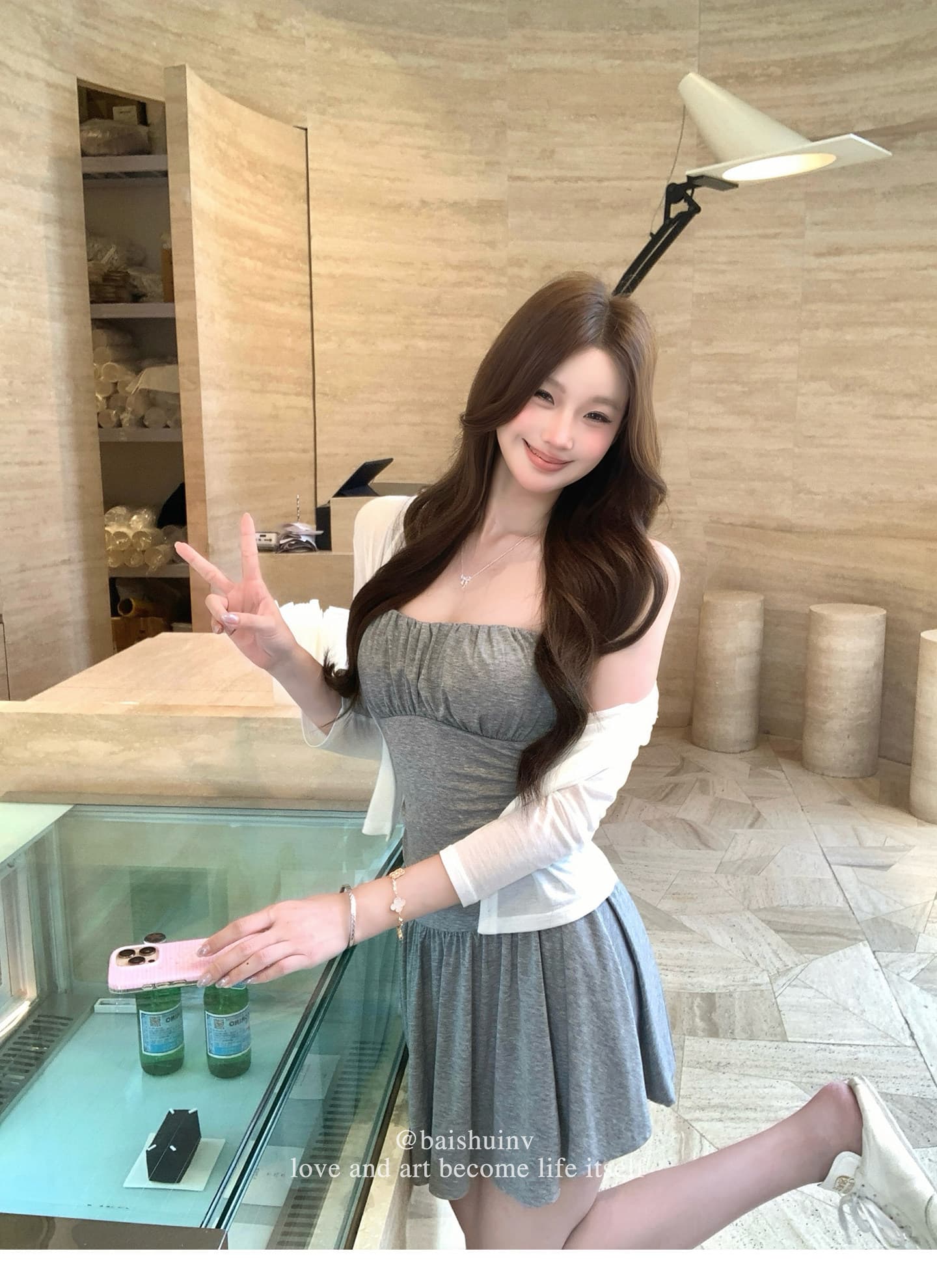 벨트 패드 슬립 드레스 순수한 욕망 부드러운 분위기 센스 미니 스커트 상세 이미지 15
