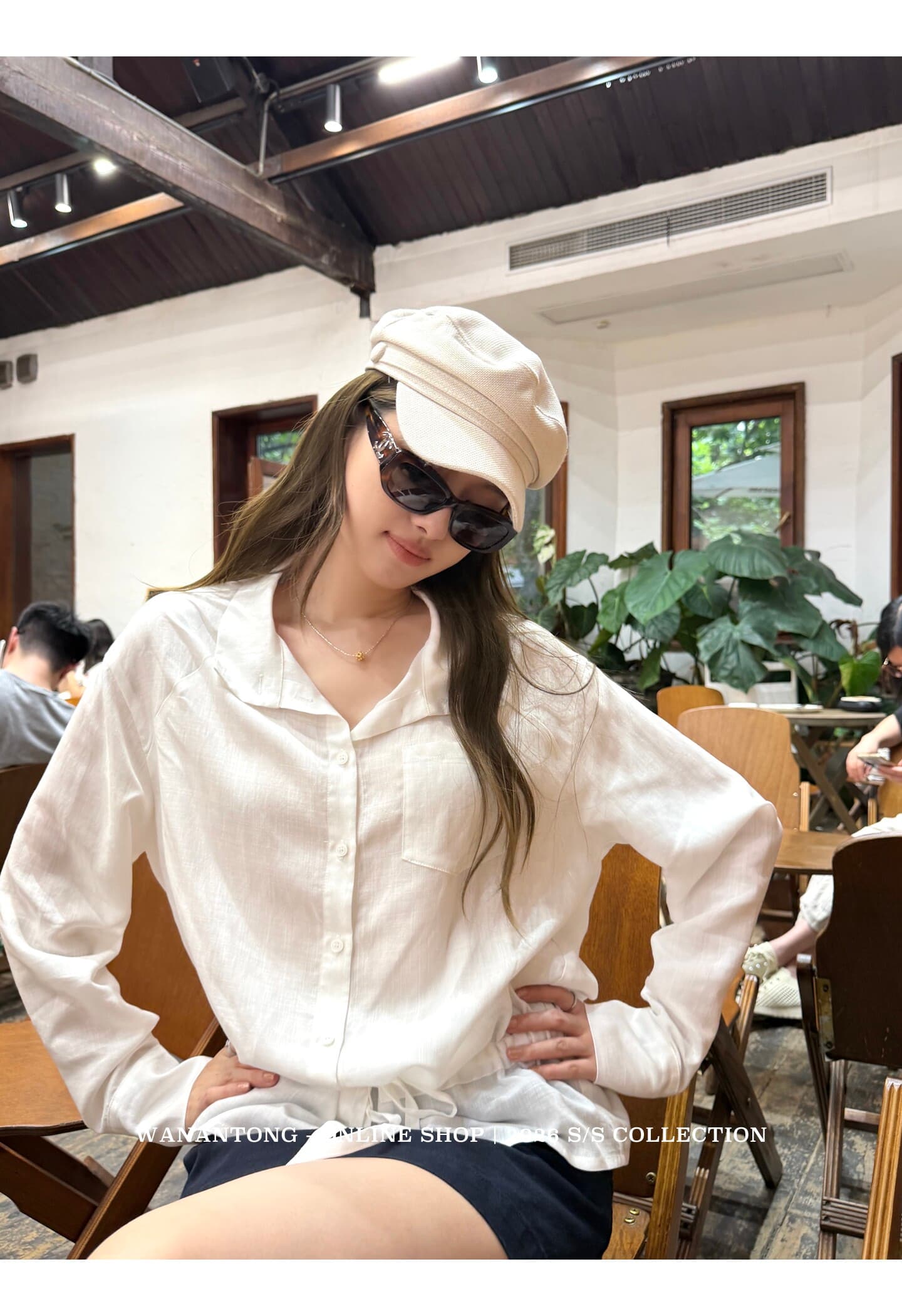 프랑스식 캐주얼 폴로 칼라 펌프 로프 셔츠 디자인 센스 긴팔 맨위 여성 상세 이미지 3