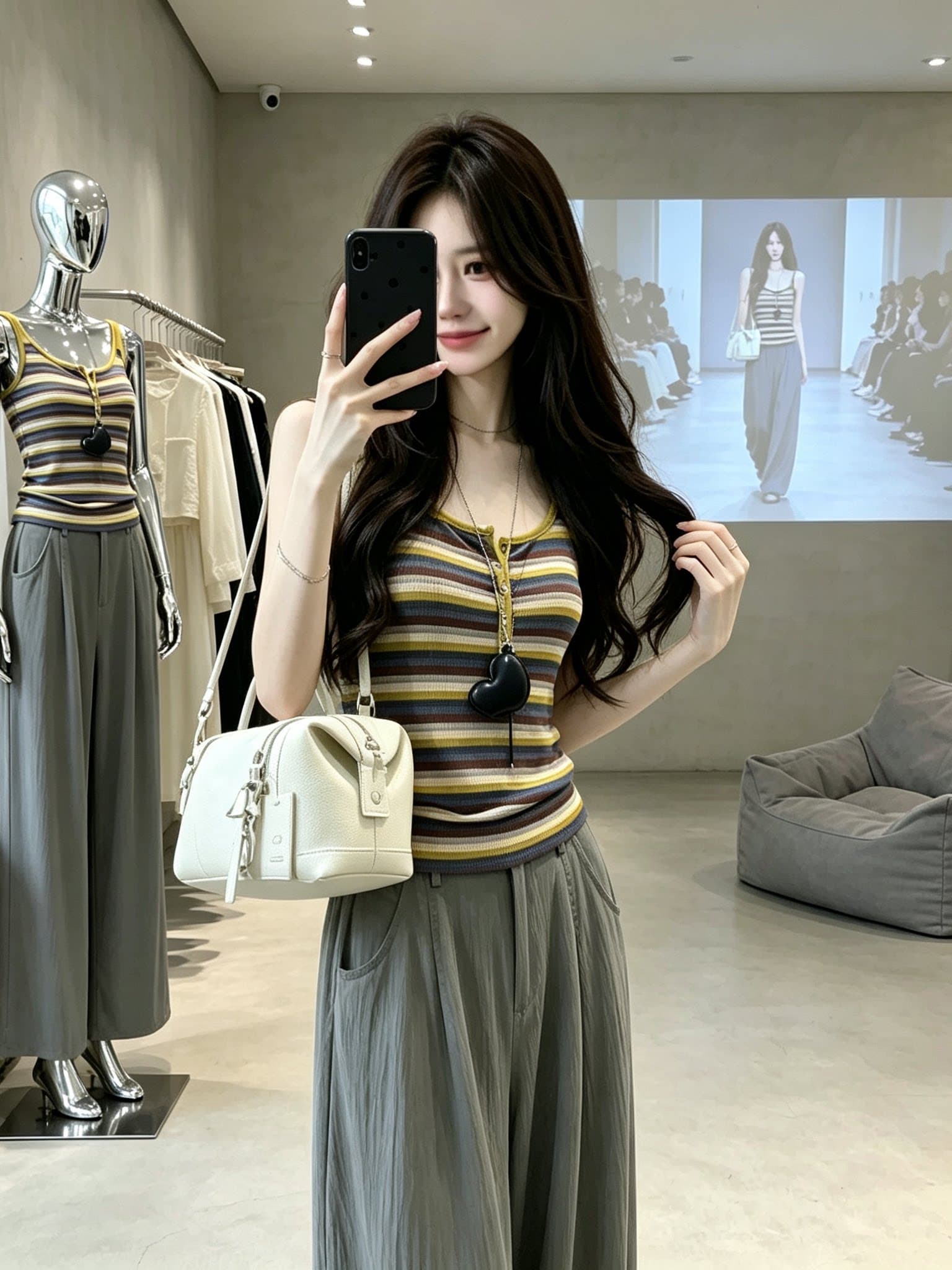 도파민 배색 스트라이프 캐미솔 이른 가을 새로운 인사이드 가져 가라. 몸매 가꾸기 슬림해 보이는 외출용 민소매 핫걸 맨위 이미지 3