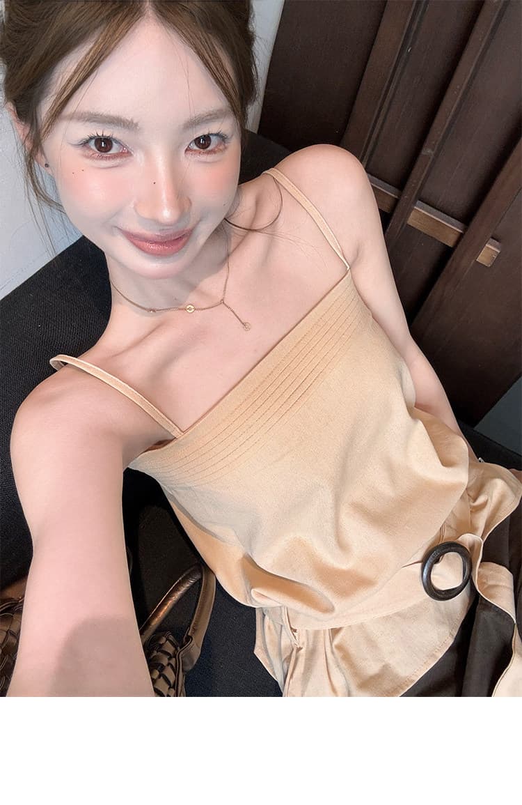 한 부서 부드러운 레트로 민소매 캐미솔 2026 레이스업 작은 대중 디자인 센스 루즈핏 맨위 상세 이미지 7