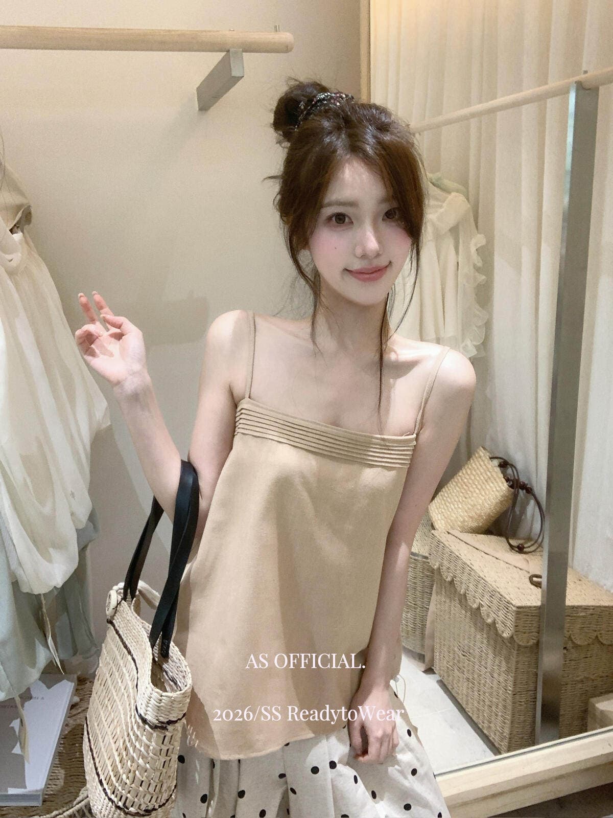 열세 개 여성 의류 벨트 포함 여름 한 부서 순수한 욕망 분위기 센스 레이스업 캐미솔 민소매 커피 색상 맨위 여성 이미지 4