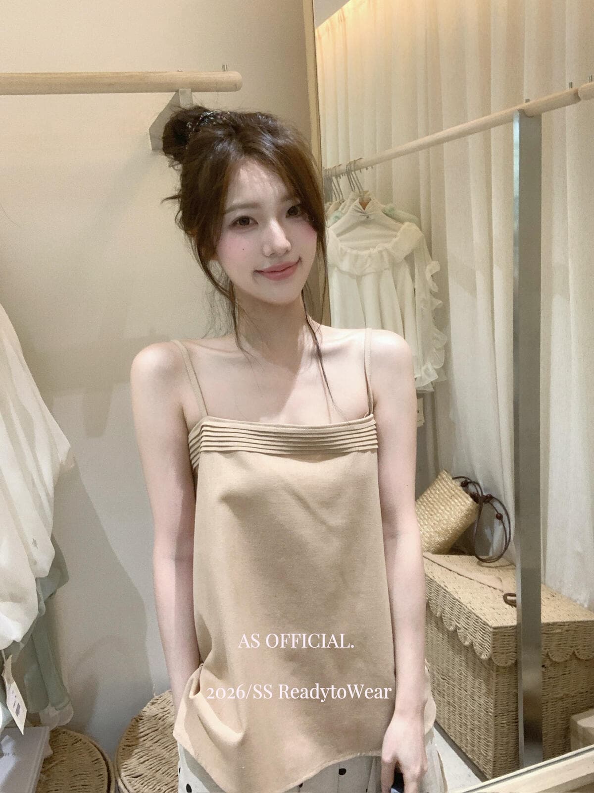 열세 개 여성 의류 벨트 포함 여름 한 부서 순수한 욕망 분위기 센스 레이스업 캐미솔 민소매 커피 색상 맨위 여성 상세 이미지 4