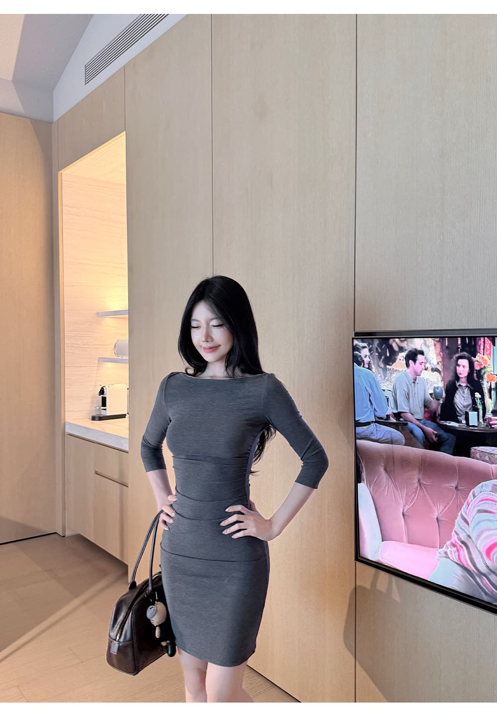 laareetoo 92 라이 경기 서울 루이 가을 치마 여성 가을 2026 새로운 7부 소매 드레스 상세 이미지 2