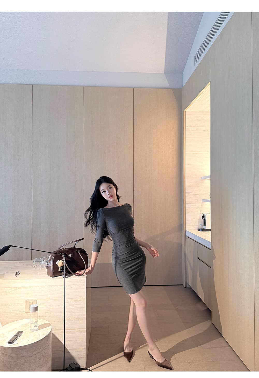 laareetoo 92 라이 경기 서울 루이 가을 치마 여성 가을 2026 새로운 7부 소매 드레스 상세 이미지 6