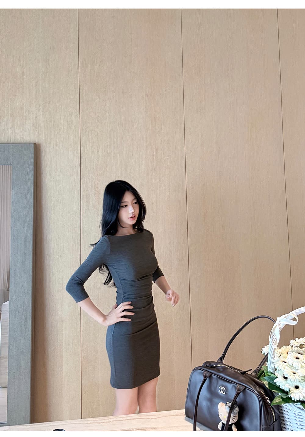 laareetoo 92 라이 경기 서울 루이 가을 치마 여성 가을 2026 새로운 7부 소매 드레스 상세 이미지 12