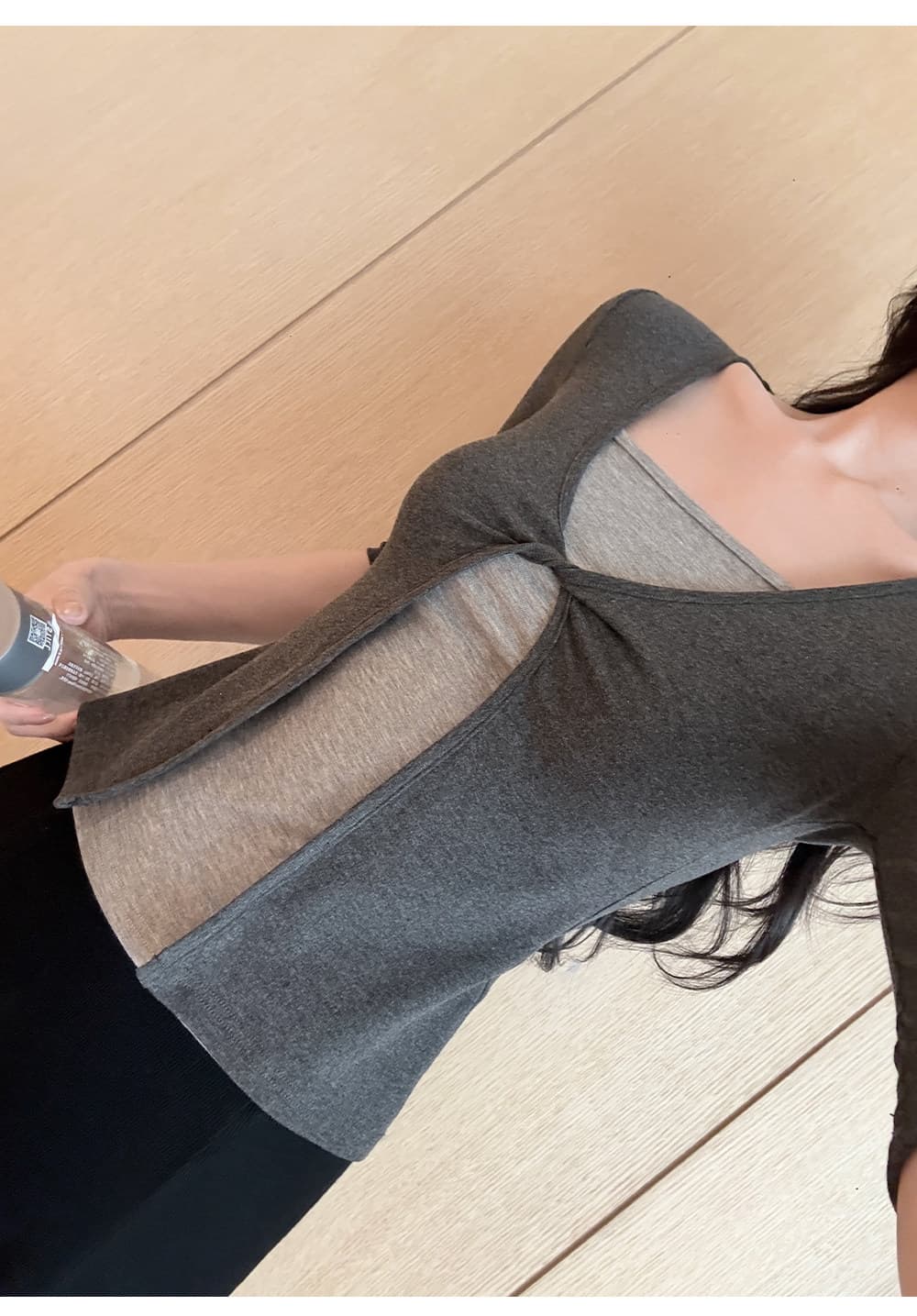 페이크 레이어드 중간 소매 티셔츠 여성 몸매 가꾸기 슬림해 보이는 가을 새로운 맨위 상세 이미지 2