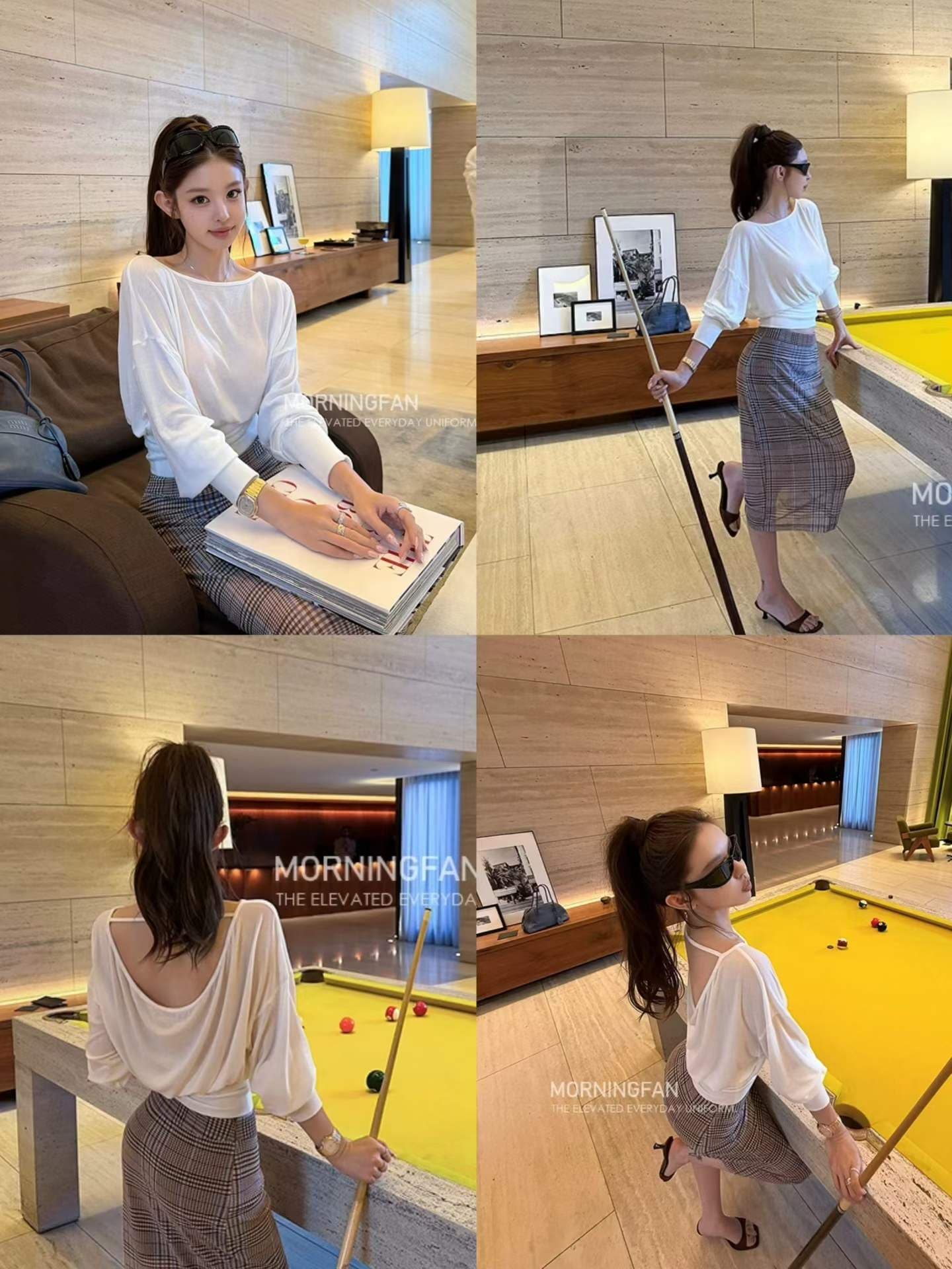 안녕하세요. 팬 팬 2ways 우유 피부 t jennie 일상 사설 서비스 도루 센스 둘 착용 어린 양 다리 소매 길이 소매 티셔츠 이미지 5