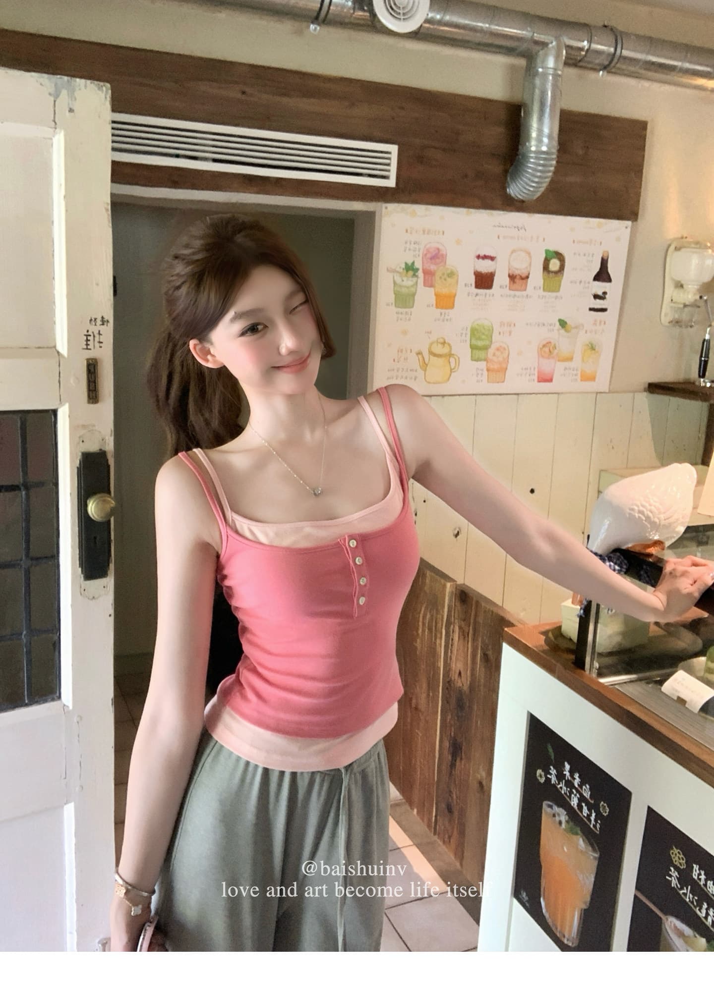 스택 착용 슬립 페이크 레이어드 스택 착용 조끼 슬립 여성 디자인 센스 몸매 가꾸기 디스플레이 몸 맨위 상세 이미지 3