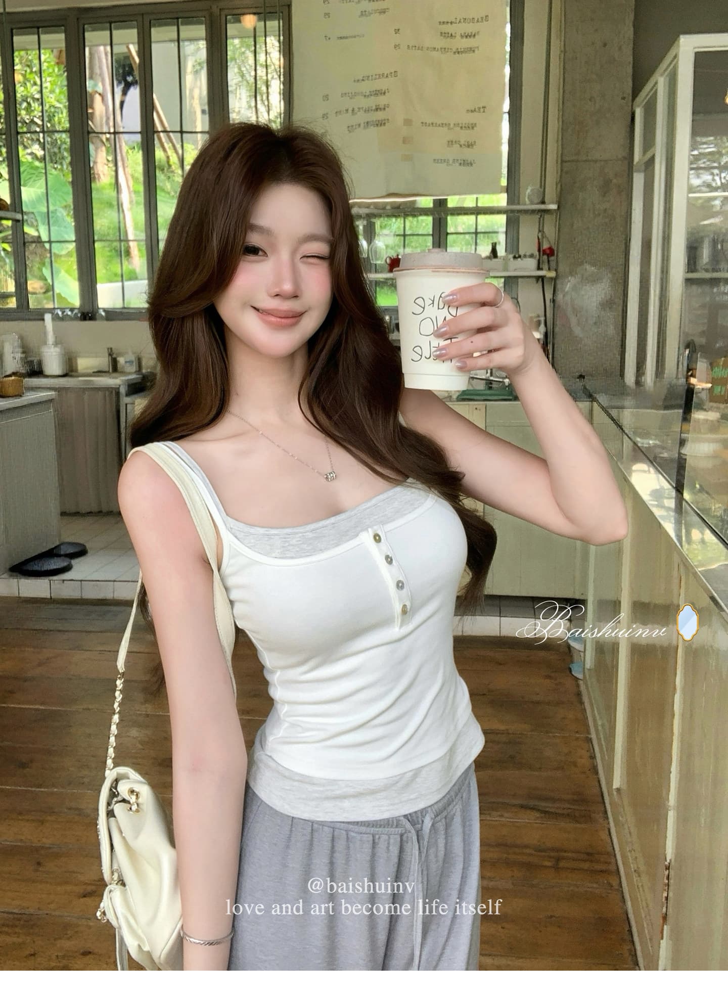 스택 착용 슬립 페이크 레이어드 스택 착용 조끼 슬립 여성 디자인 센스 몸매 가꾸기 디스플레이 몸 맨위 상세 이미지 6