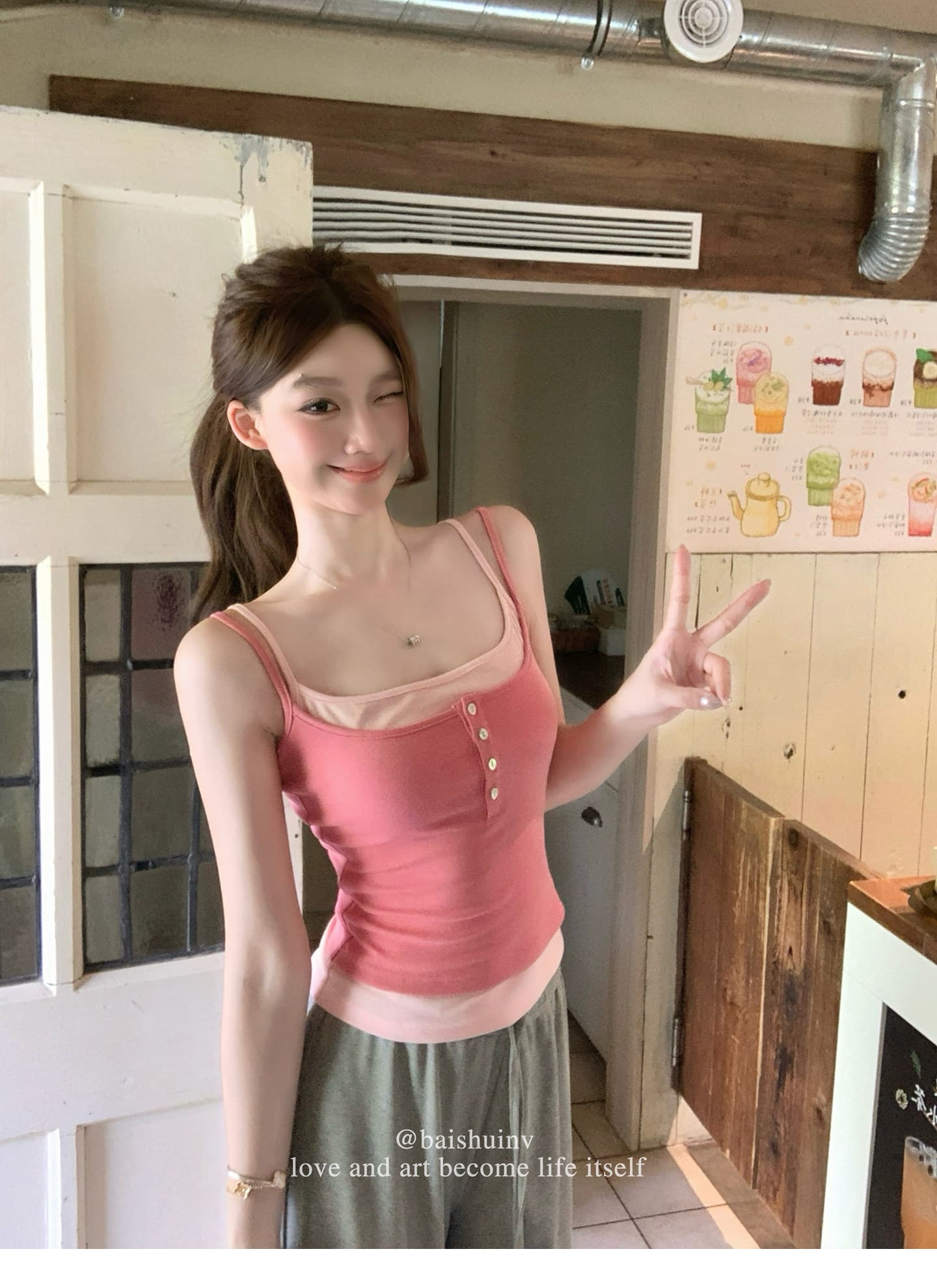 스택 착용 슬립 페이크 레이어드 스택 착용 조끼 슬립 여성 디자인 센스 몸매 가꾸기 디스플레이 몸 맨위 상세 이미지 23