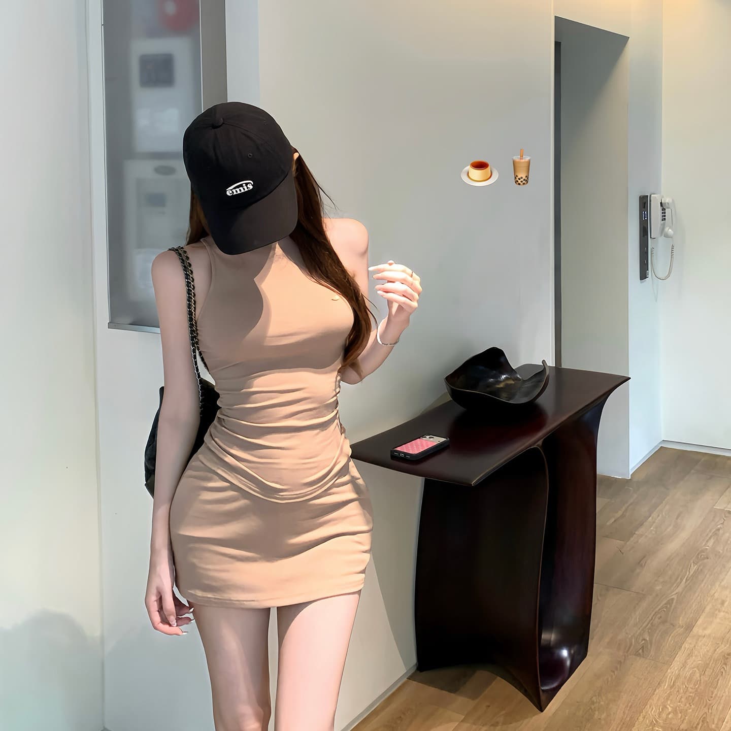 말뚝 더미 칼라 조끼 타이트 스커트 반신 스커트 여성 여름 한 부서 순수한 욕망 데이트 세트 이미지 6