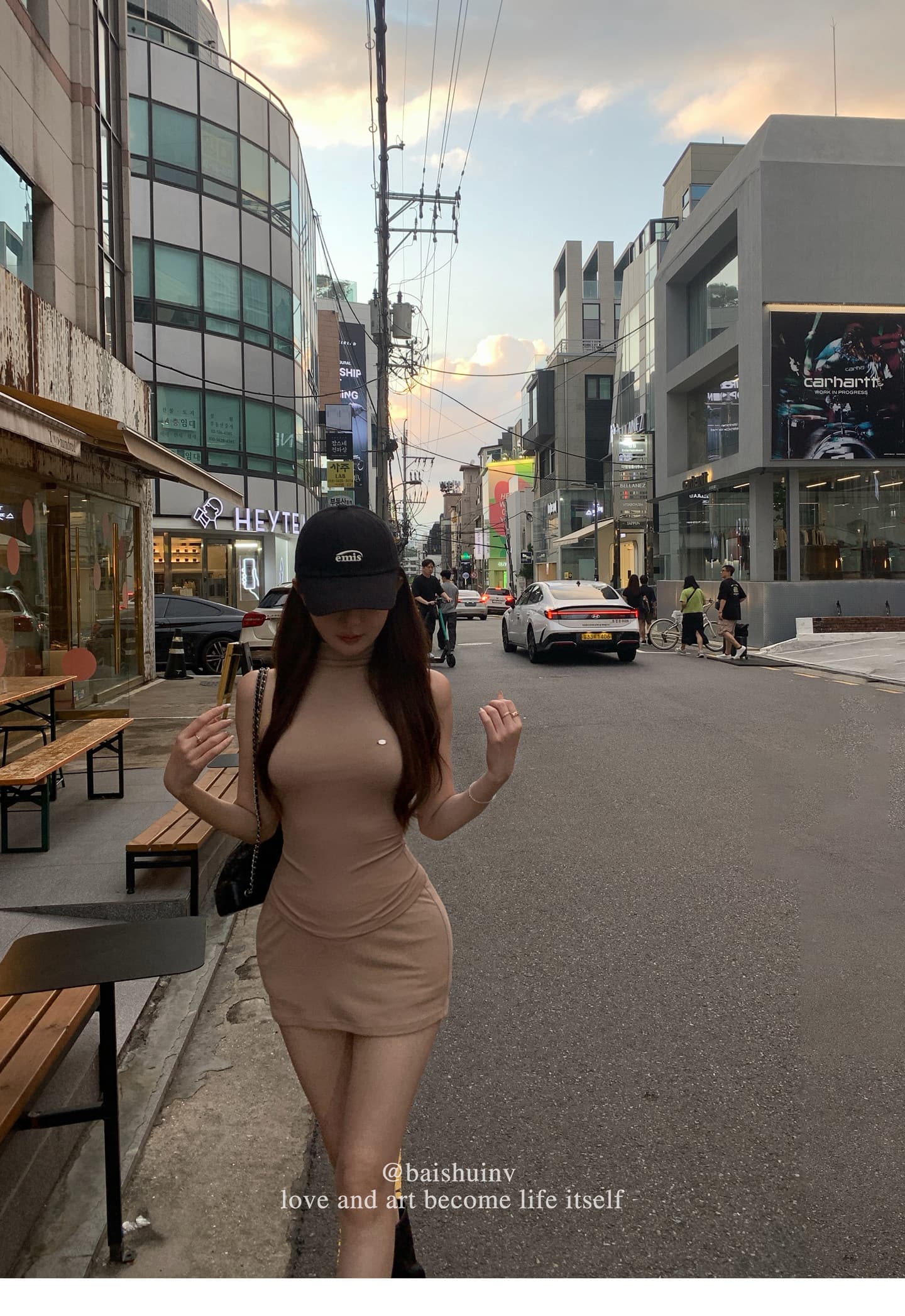 말뚝 더미 칼라 조끼 타이트 스커트 반신 스커트 여성 여름 한 부서 순수한 욕망 데이트 세트 상세 이미지 12