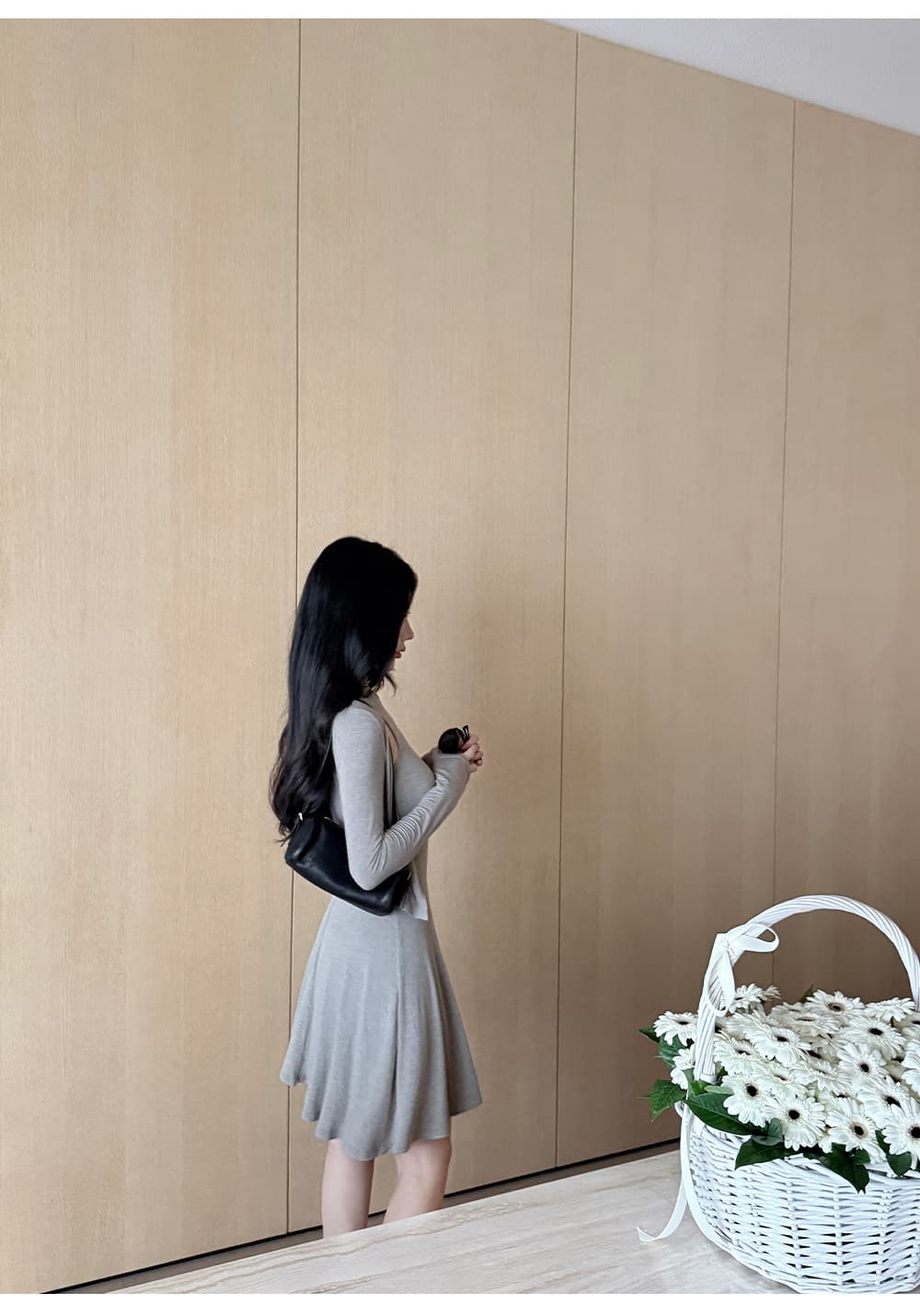 느긋한 우아함 센스 세트 긴팔 오픈 가디건 반하이넥 조끼 우산 진자 미니 스커트 3종 세트 슬림해 보이는 다용도 26 새로운 상세 이미지 20