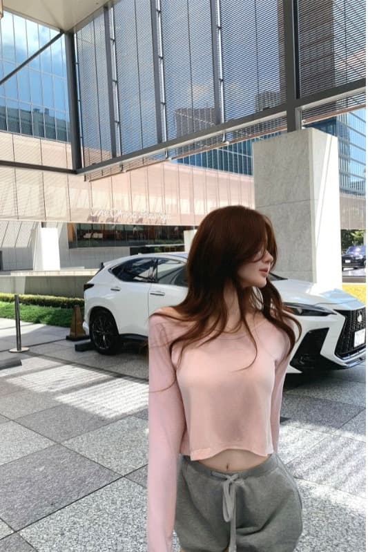 폭발 긴팔 티셔츠 여성 짧은 이슬 뼈의 하이웨이스트 맨위 이미지 6