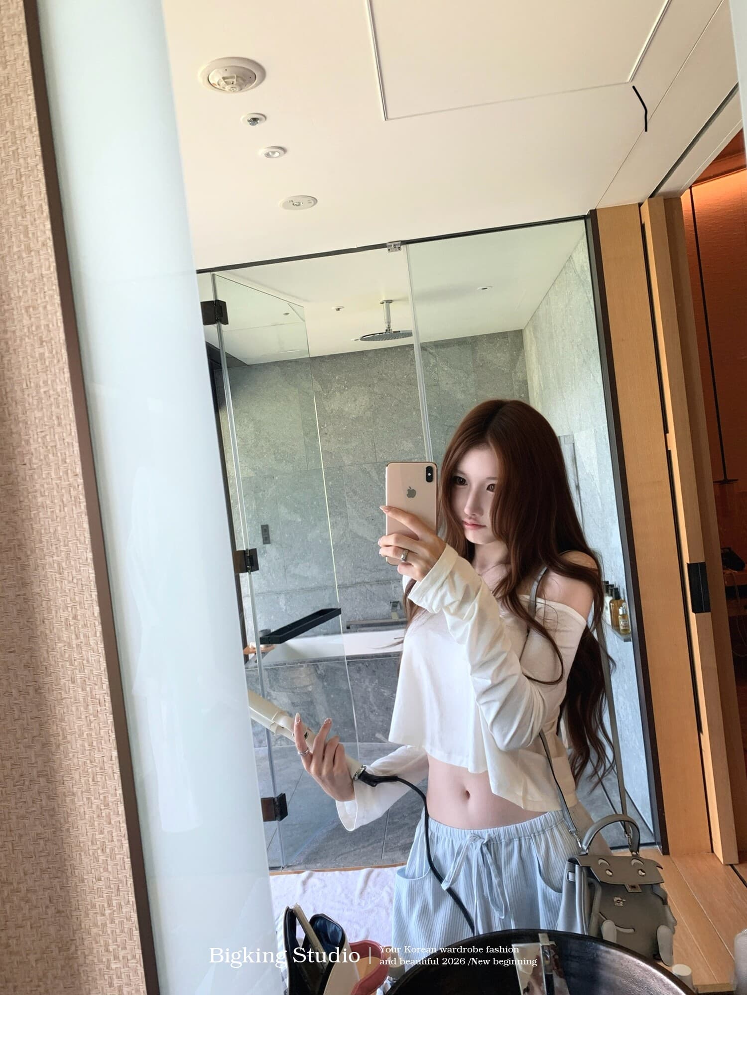 폭발 긴팔 티셔츠 여성 짧은 이슬 뼈의 하이웨이스트 맨위 상세 이미지 12