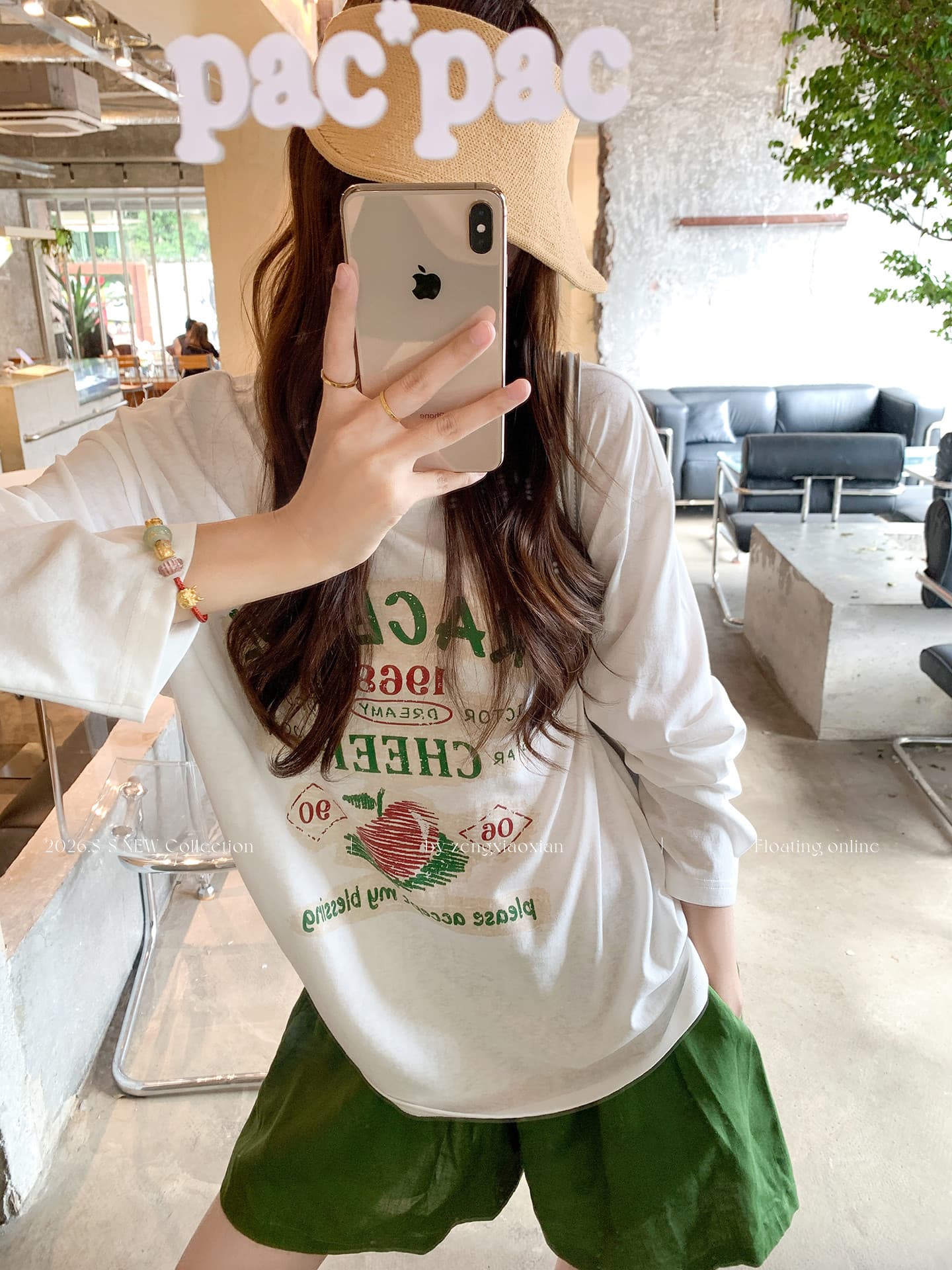 한 부서 라운드 넥 프린트 긴팔 티셔츠 여성 여름 자외선 차단 블라우스 루즈핏 10 캐주얼 반바지 이미지 5