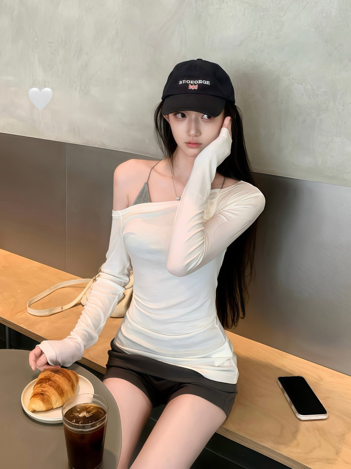 순수한 욕망 섹시함 핫걸 바람 비스듬한 어깨 긴팔 슬립 세트 여성 여름 시즌 2026 오프숄더 자외선 차단 블라우스 몸매 가꾸기 맨위 이미지 2