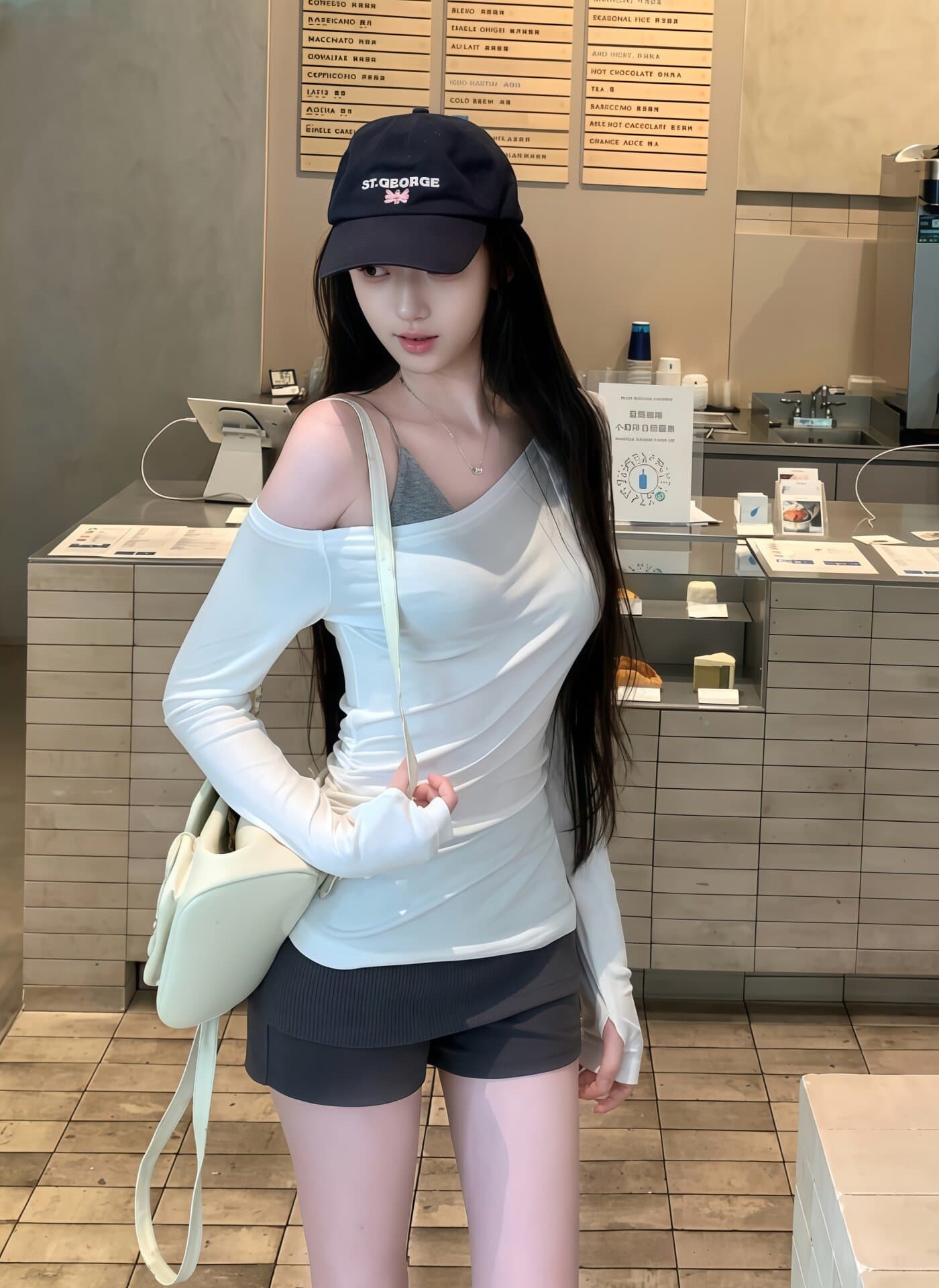 순수한 욕망 섹시함 핫걸 바람 비스듬한 어깨 긴팔 슬립 세트 여성 여름 시즌 2026 오프숄더 자외선 차단 블라우스 몸매 가꾸기 맨위 상세 이미지 5